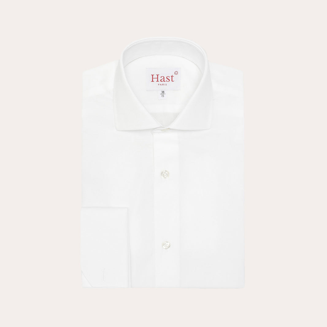 Tailored shirt in white double-twisted poplin with French cuffs