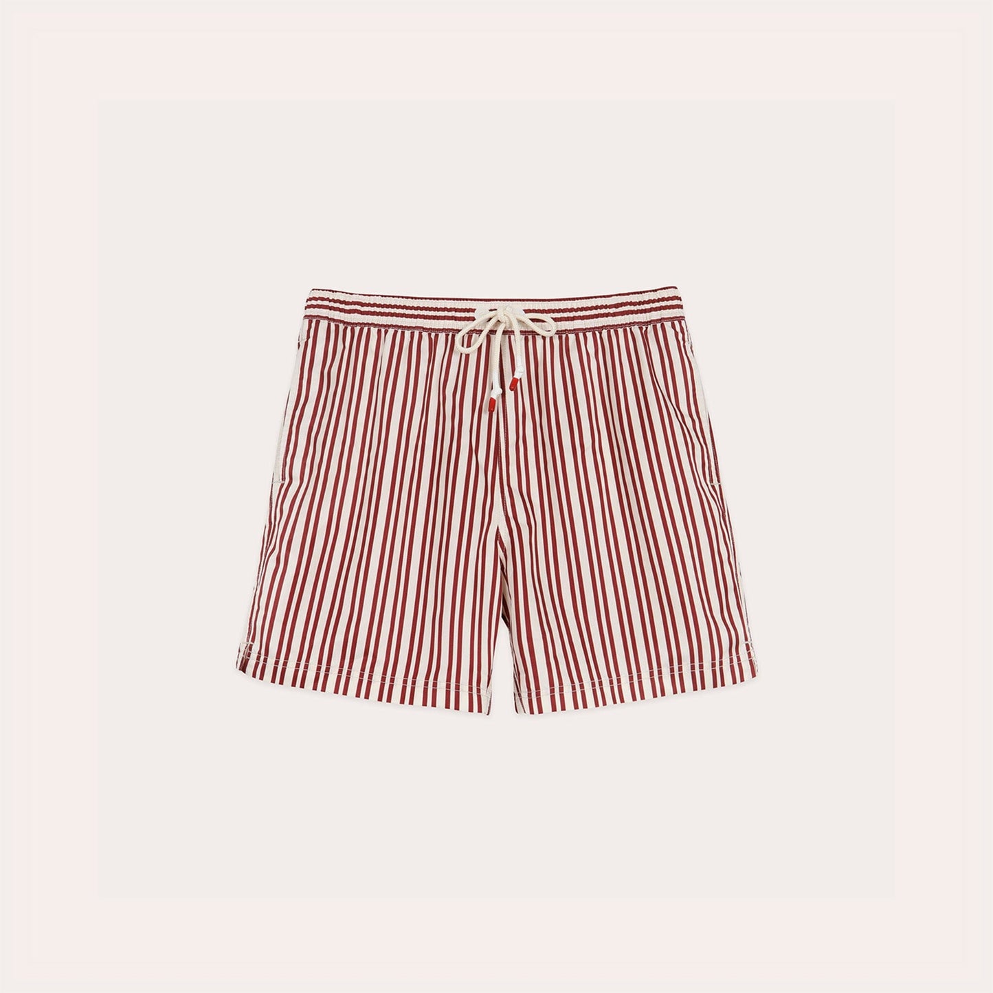 Maillot de bain écru à rayures bordeaux
