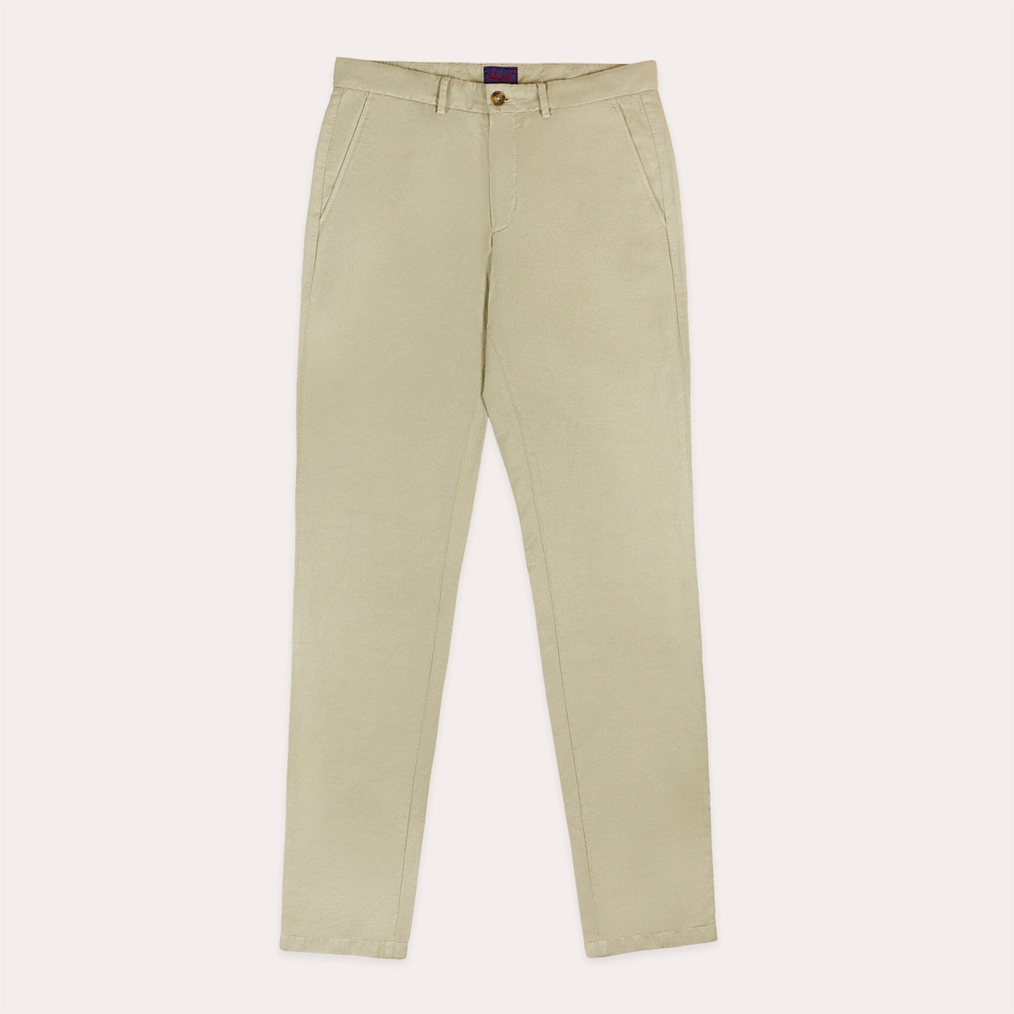 Chino en coton et lin beige clair