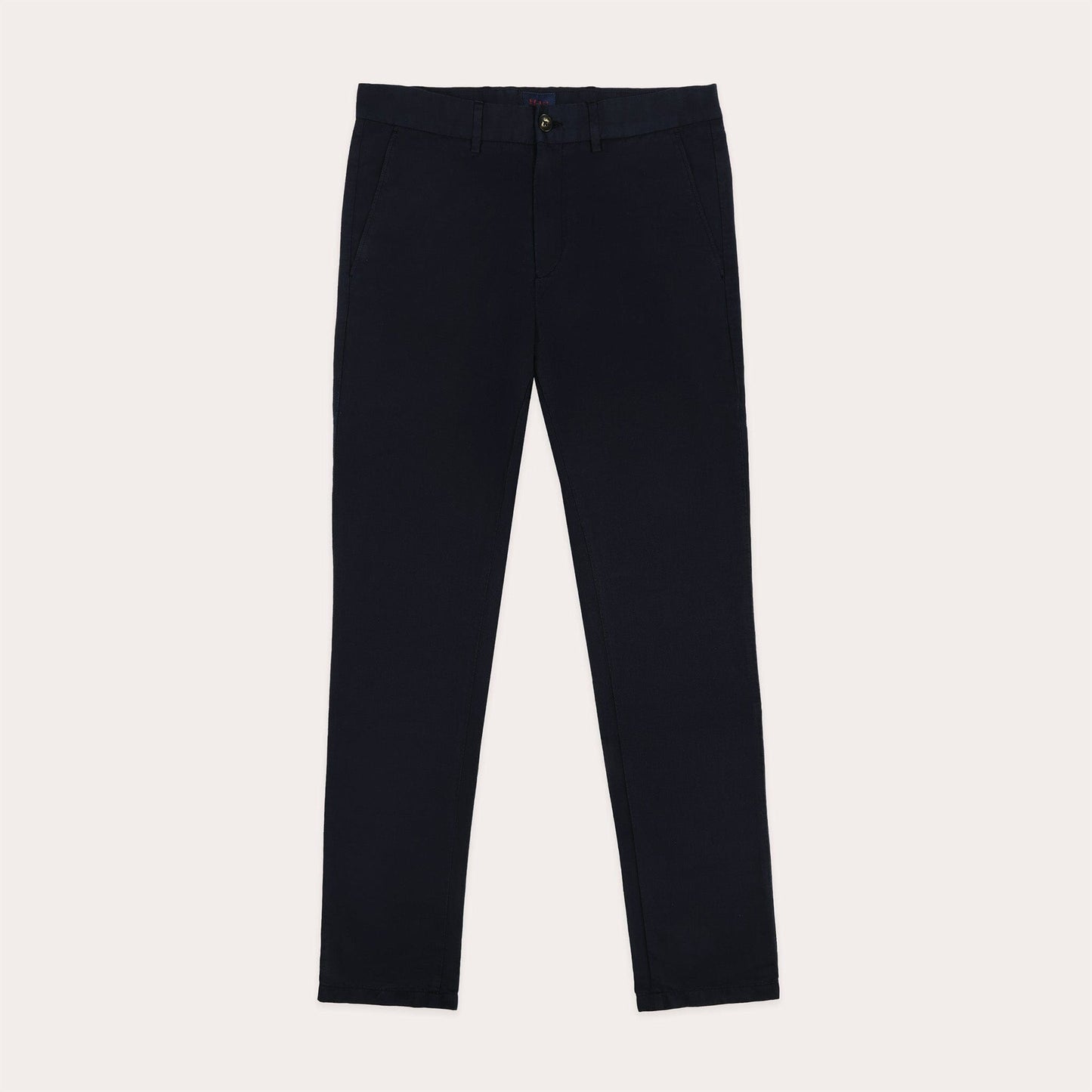 Chino en coton et lin marine