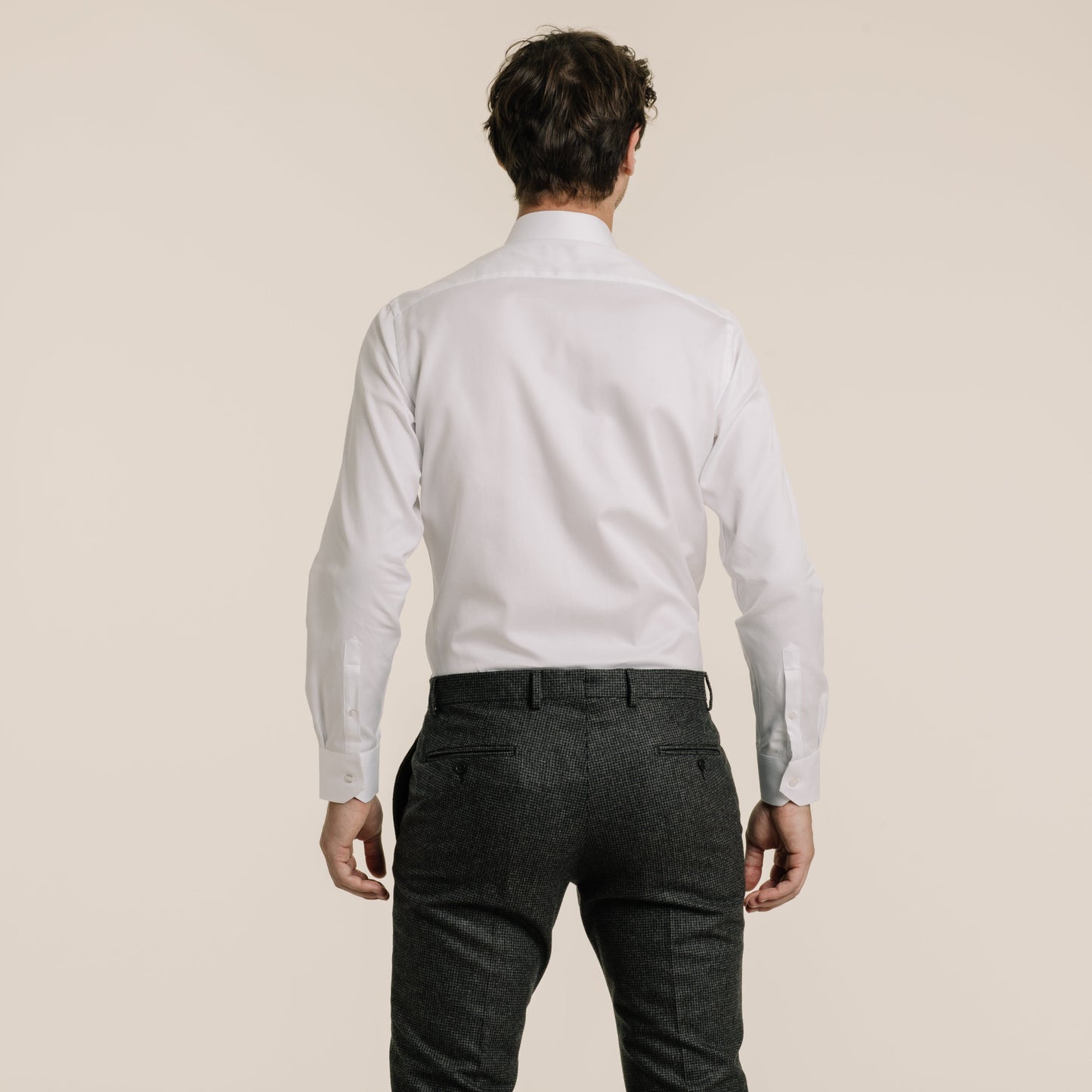 Chemise en dobby double retors blanche