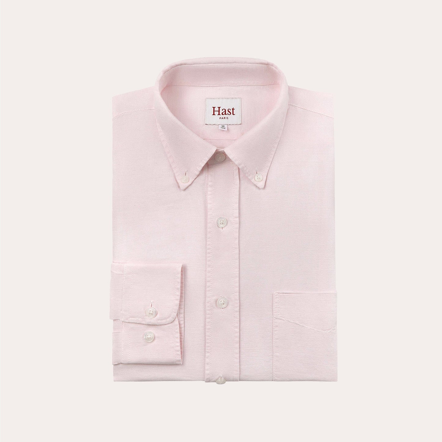 Chemise en lin et coton rose pâle