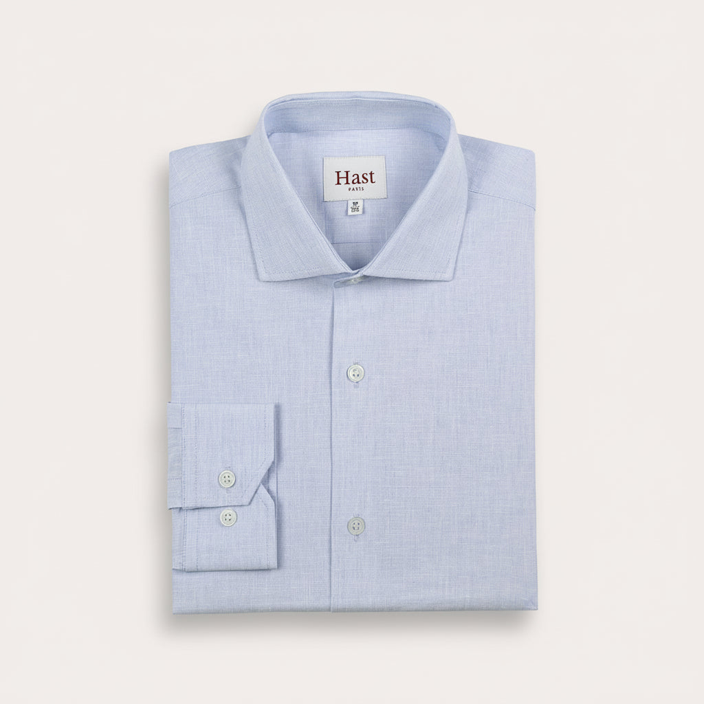 Chemise en coton et lin bleu ciel