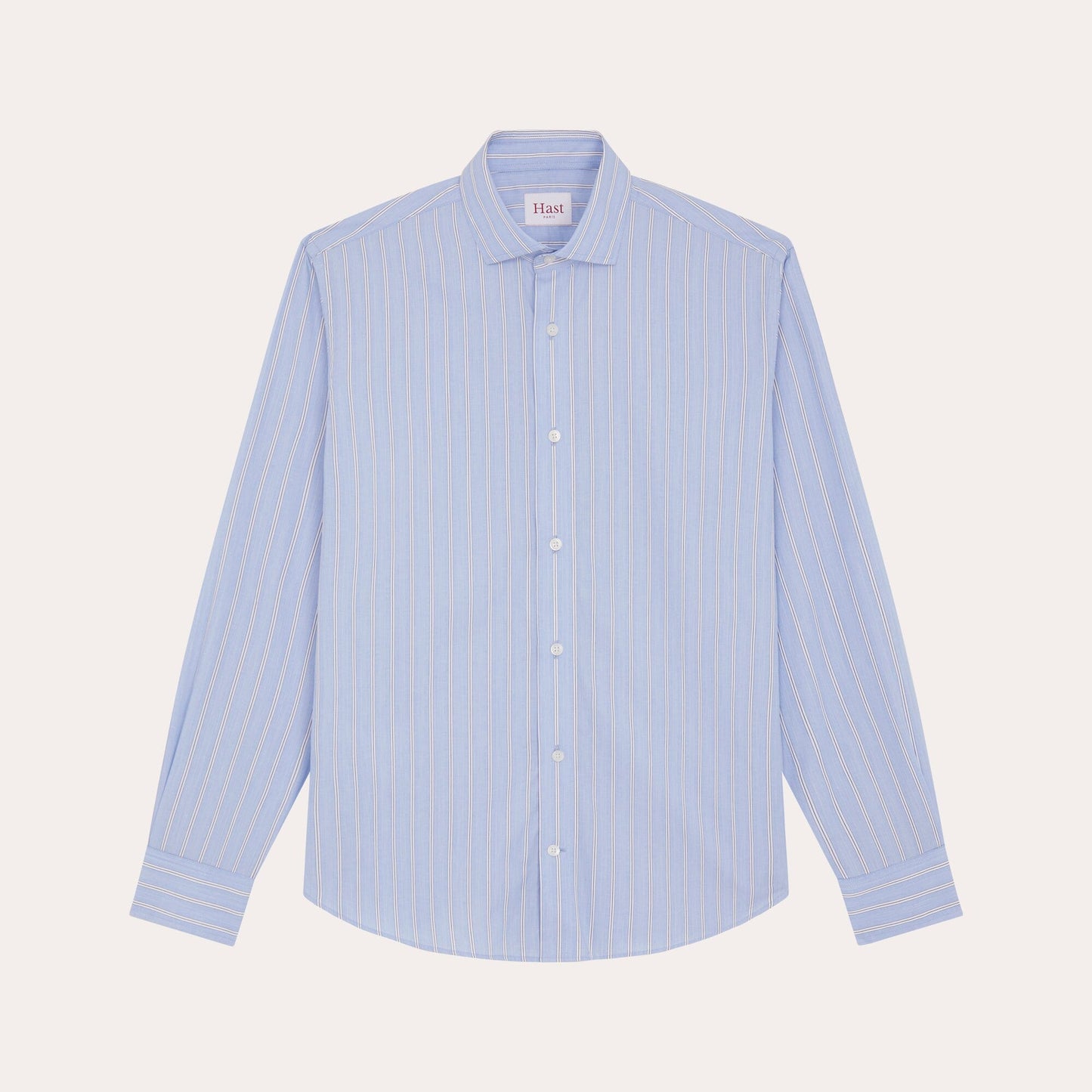 Chemise en popeline bleue à rayures