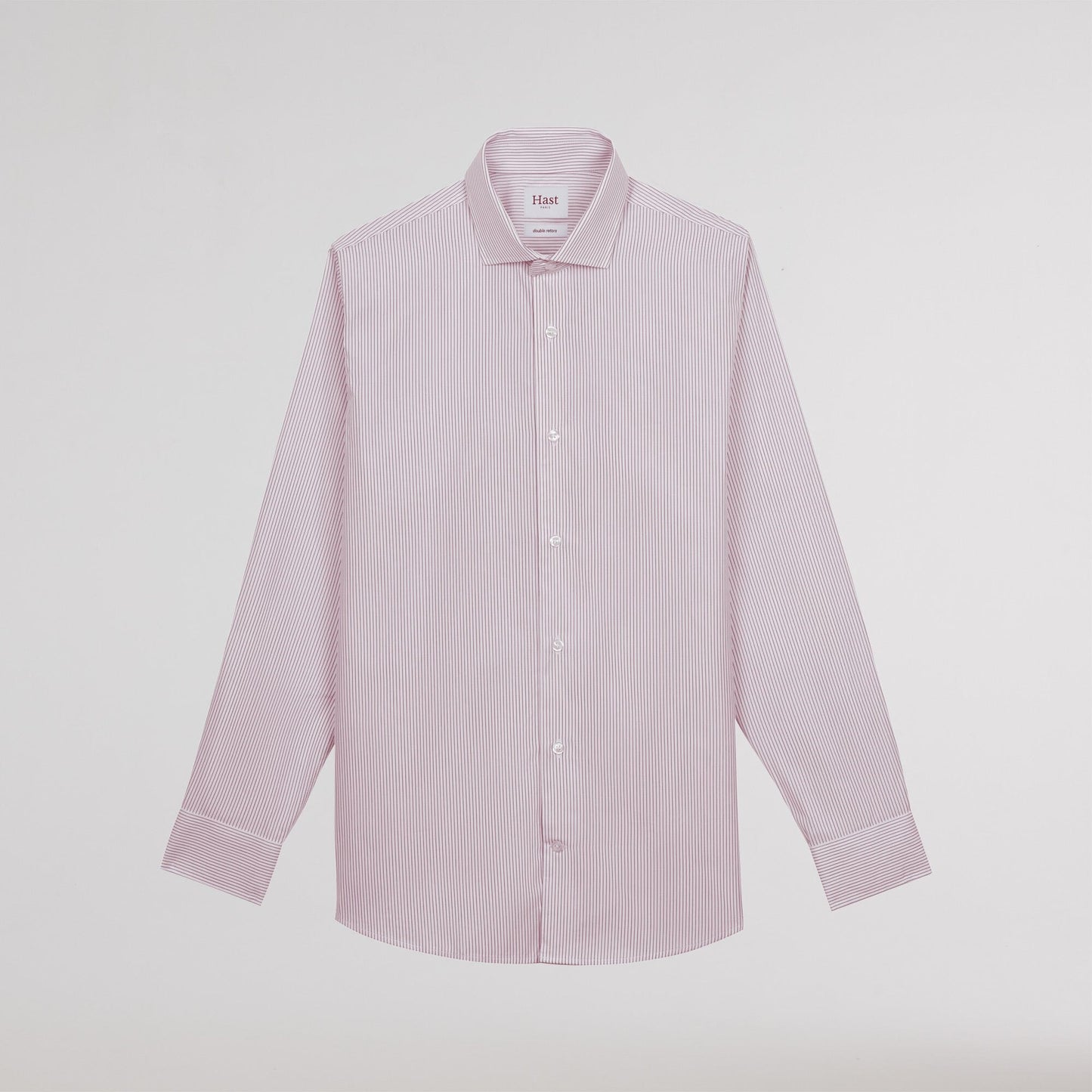 Chemise cintrée popeline double retors rayures rouges