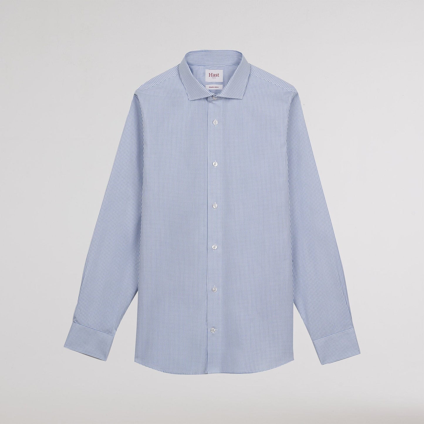 Chemise popeline double retors carreaux bleu foncé