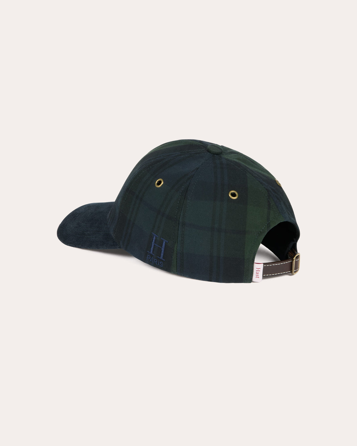Casquette en coton tartan vert et marine