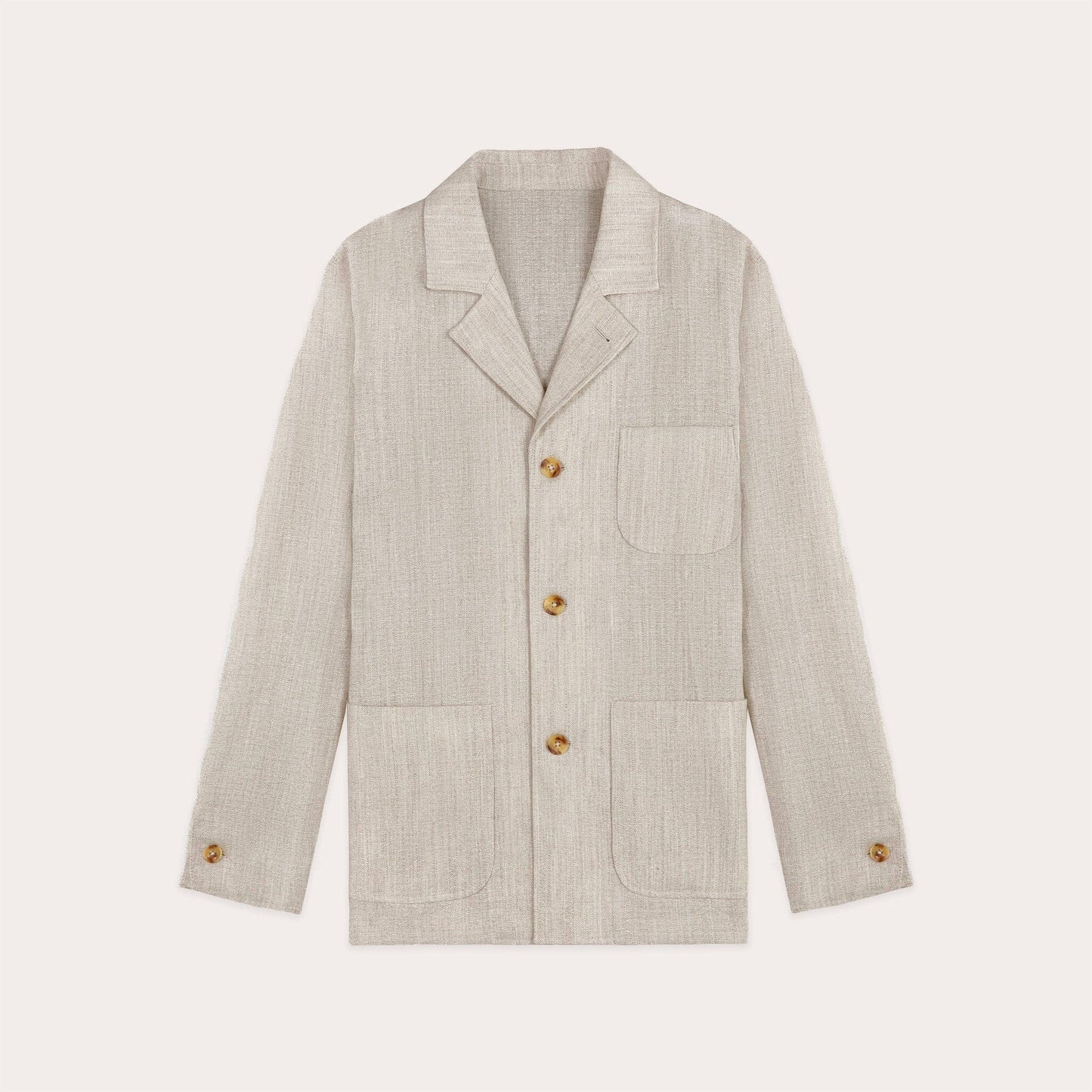 Veste tailleur destructurée en laine et lin beige chinée