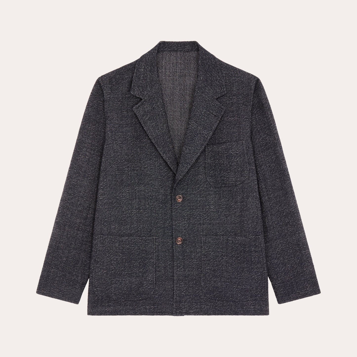 Veste tailleur déstructurée en laine marine chiné