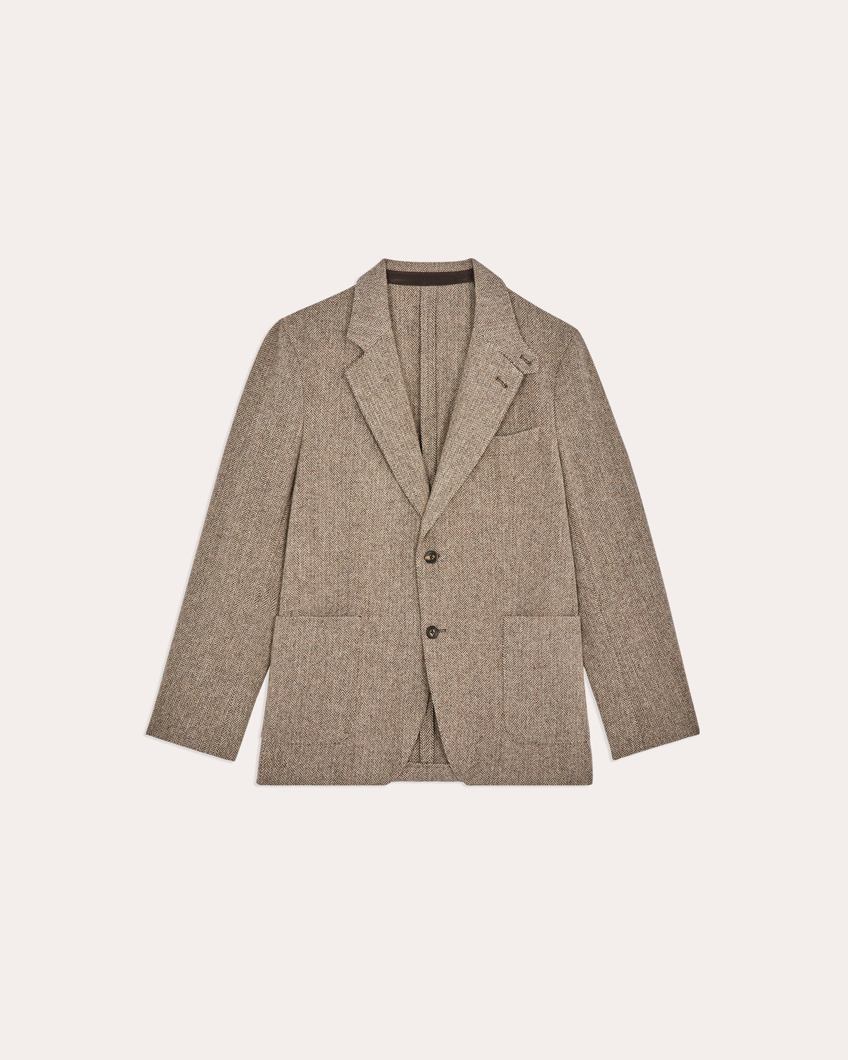 Braune Jacke aus Wolle mit Fischgrätmuster