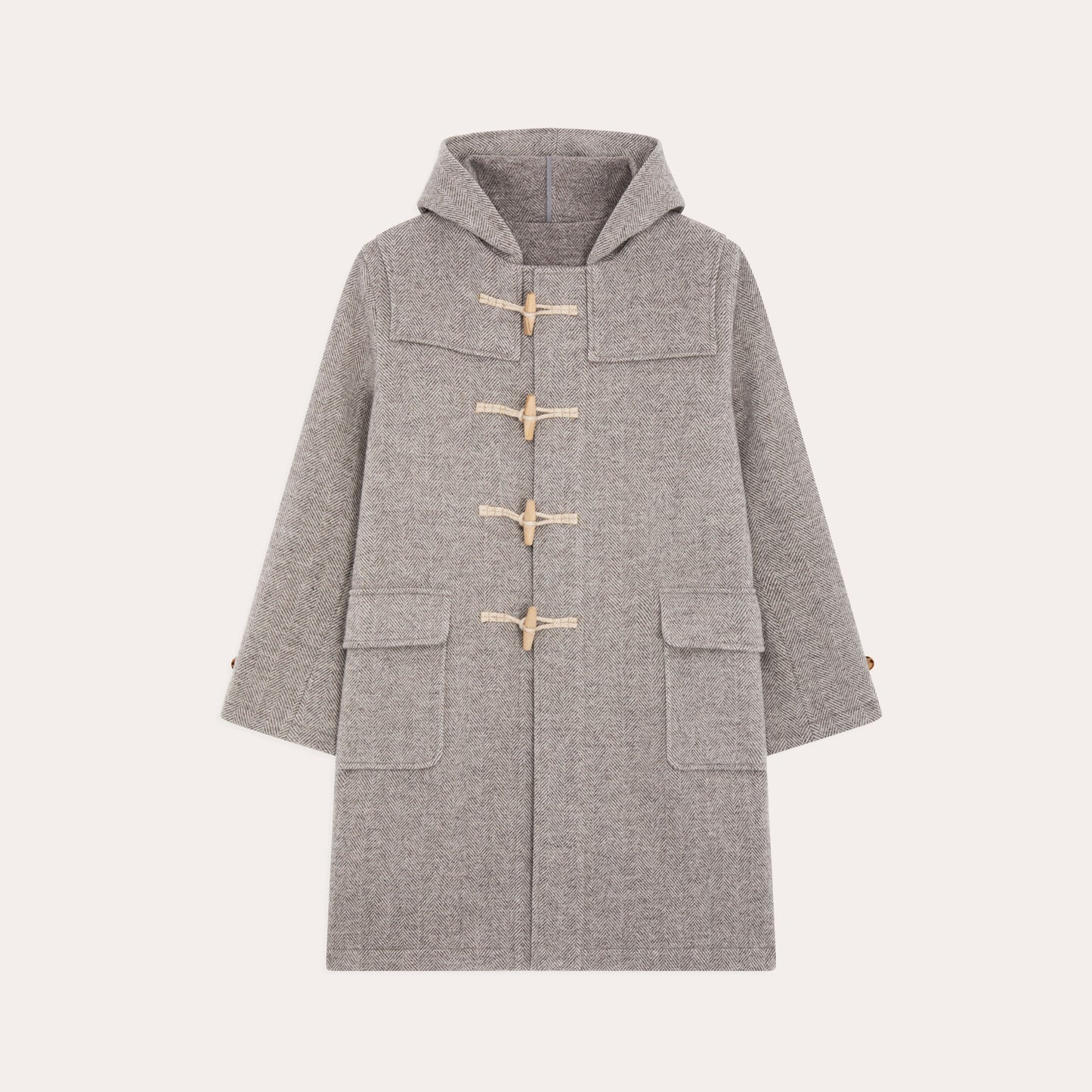 Duffle-coat laine chevrons écru et beige