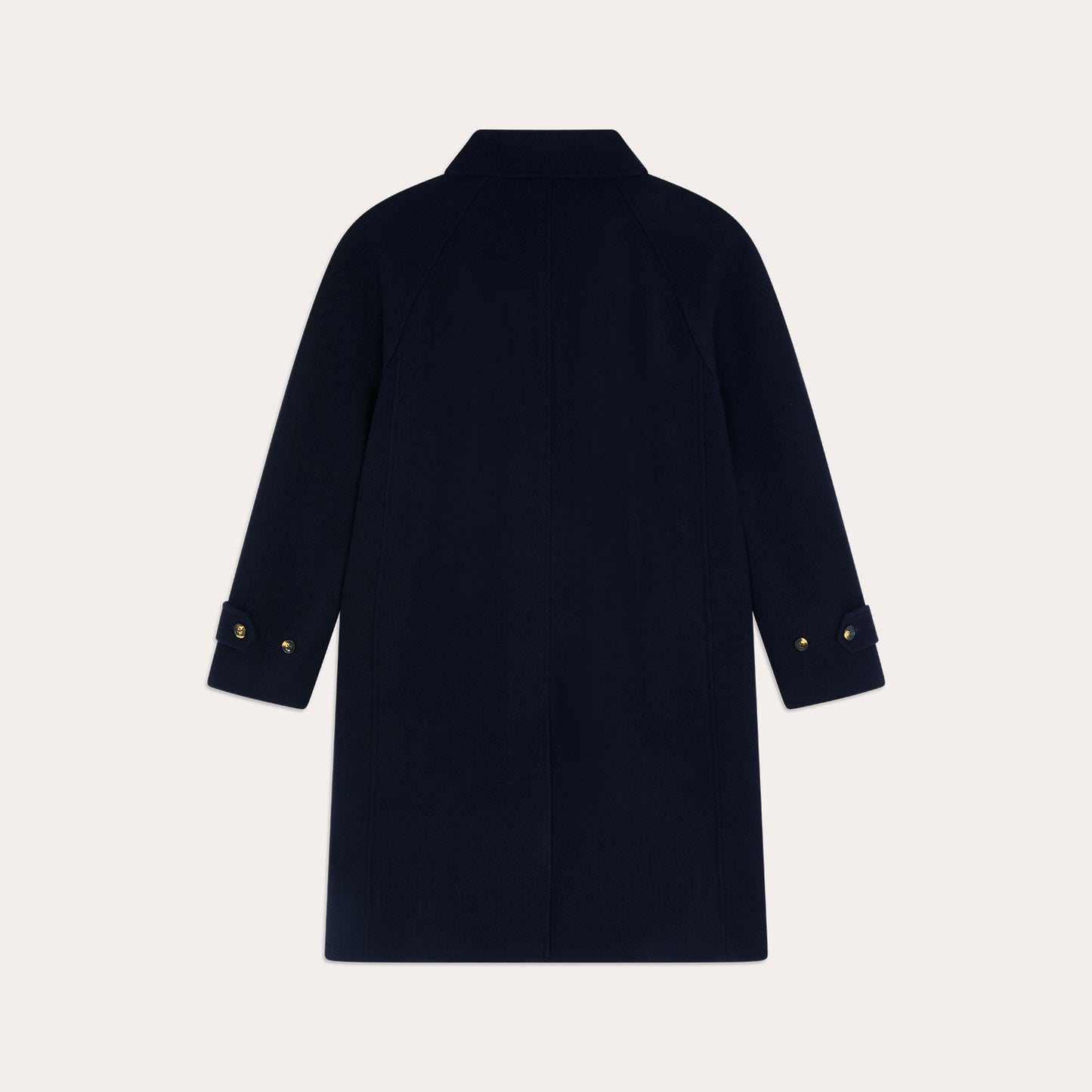Manteau balmacaan en laine vierge bleu marine