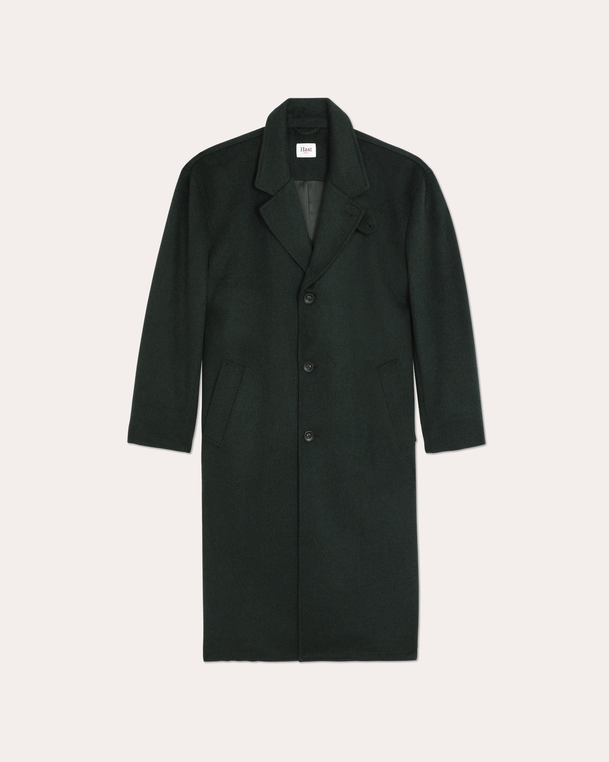 Long belted coat in green Loden wool