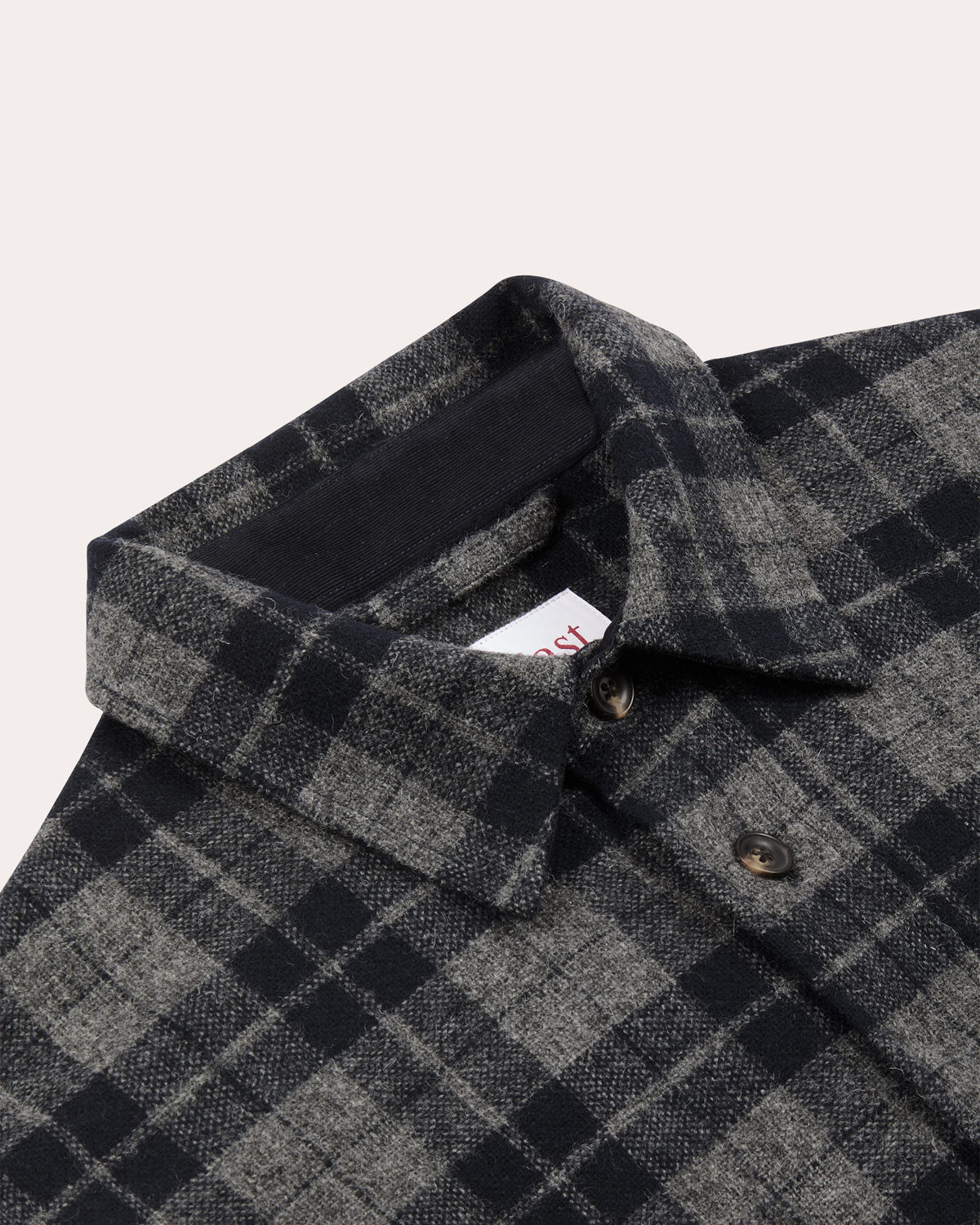 Overshirt aus Wolle mit grau-marineblauem Karomuster