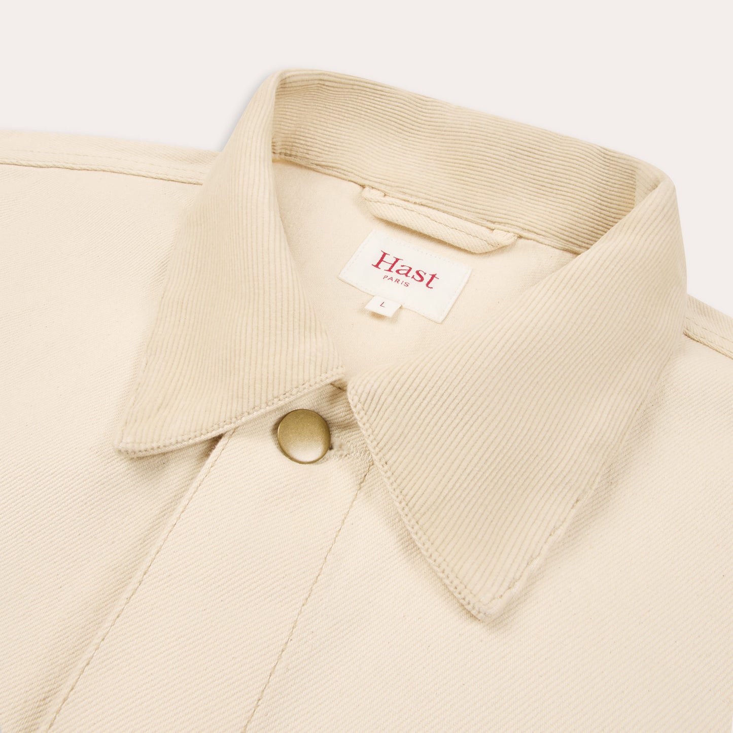 Veste en jean écru col velours