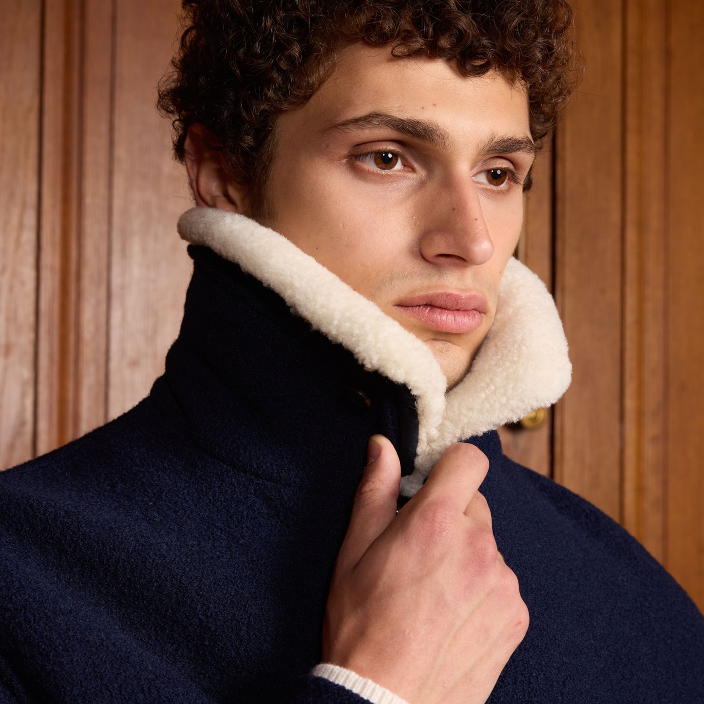 Navy wool bomber jacket