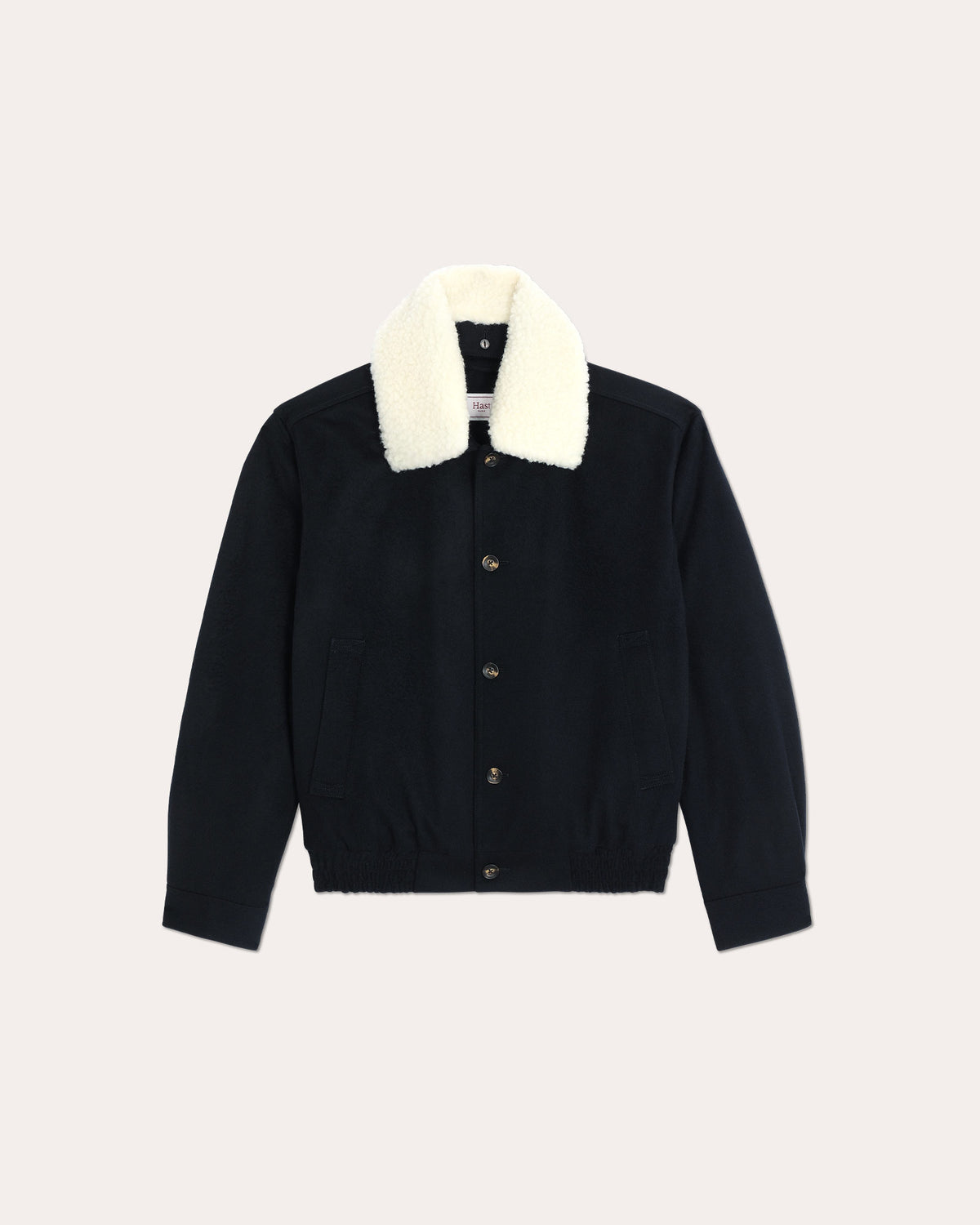 Blouson aus marineblauer Lodenwolle