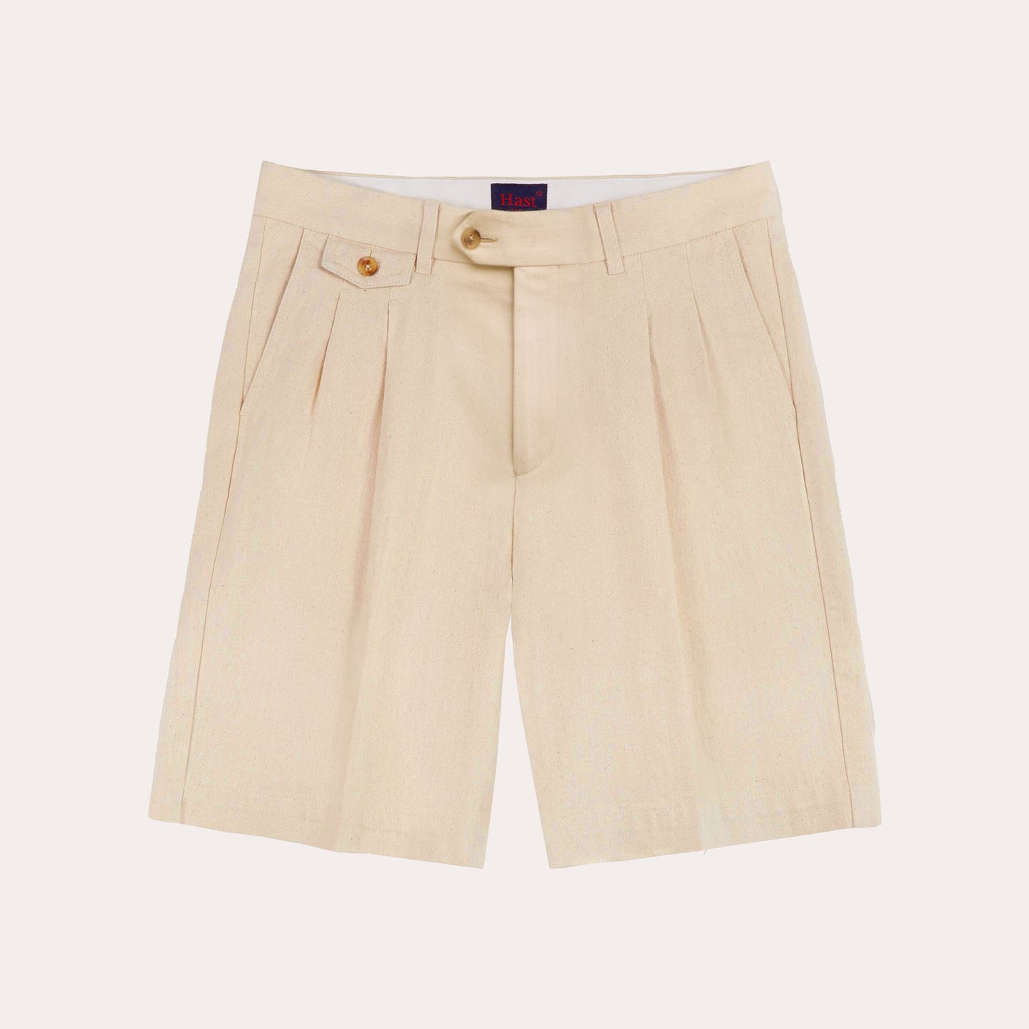 Short à double plis en coton écru