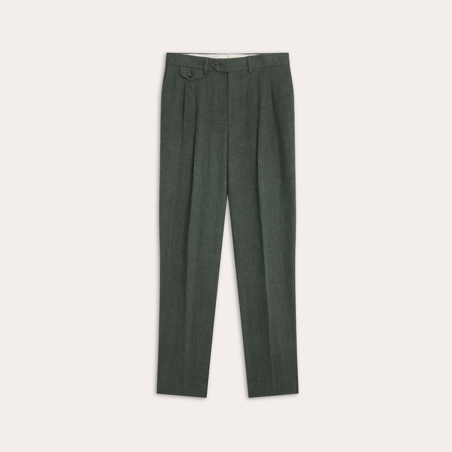 Pantalon double plis lin vert