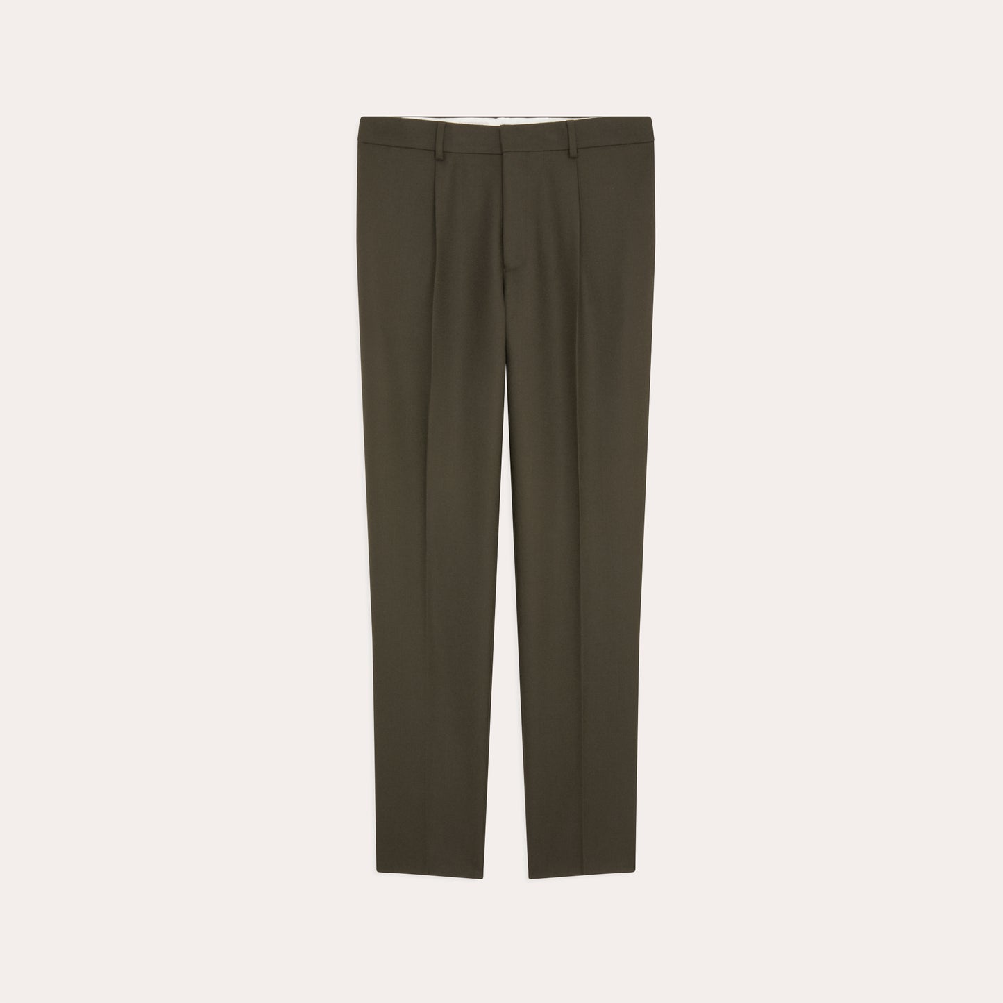 Pantalon à pince en laine vert foncé