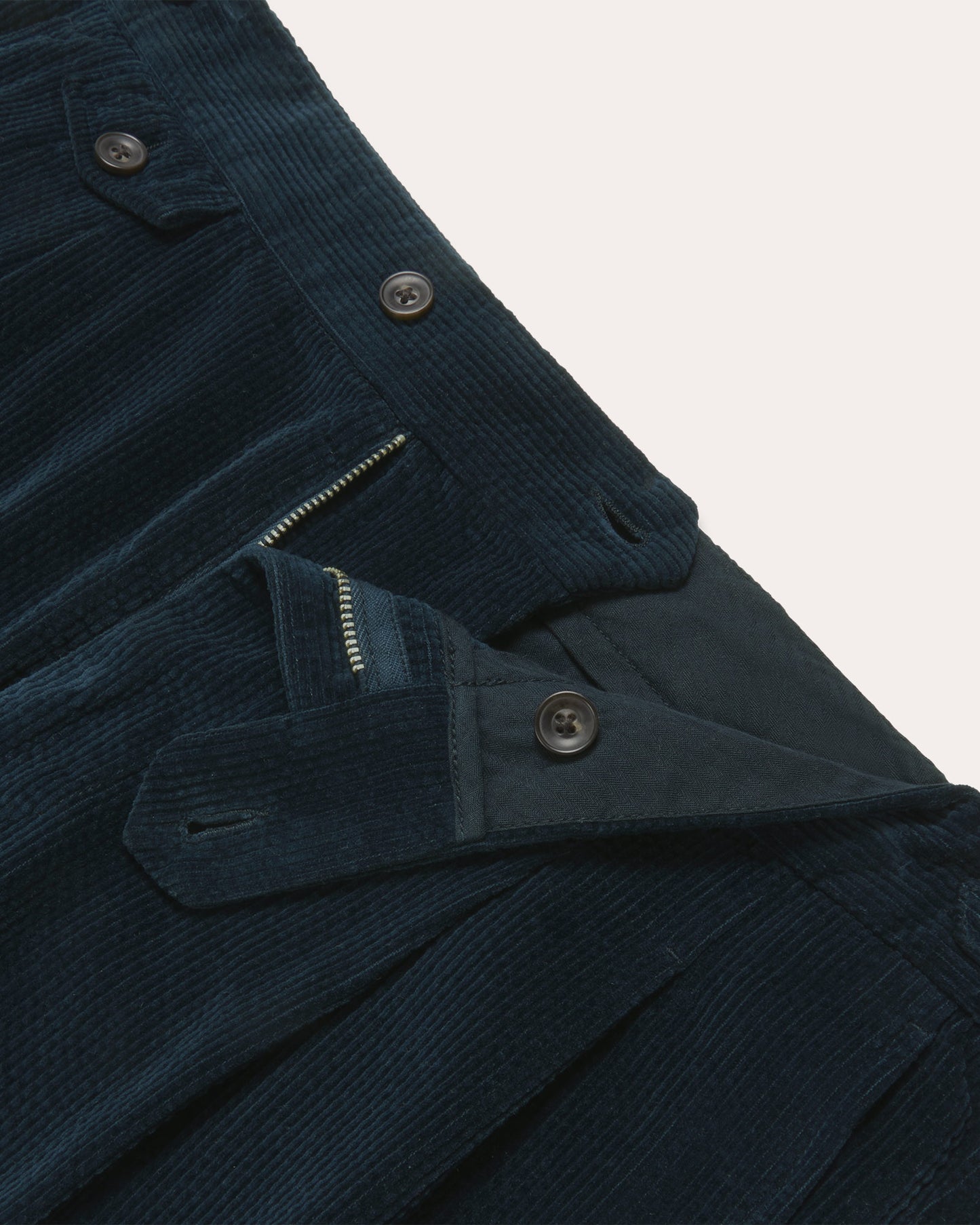 Pantalon à double plis en velours bleu