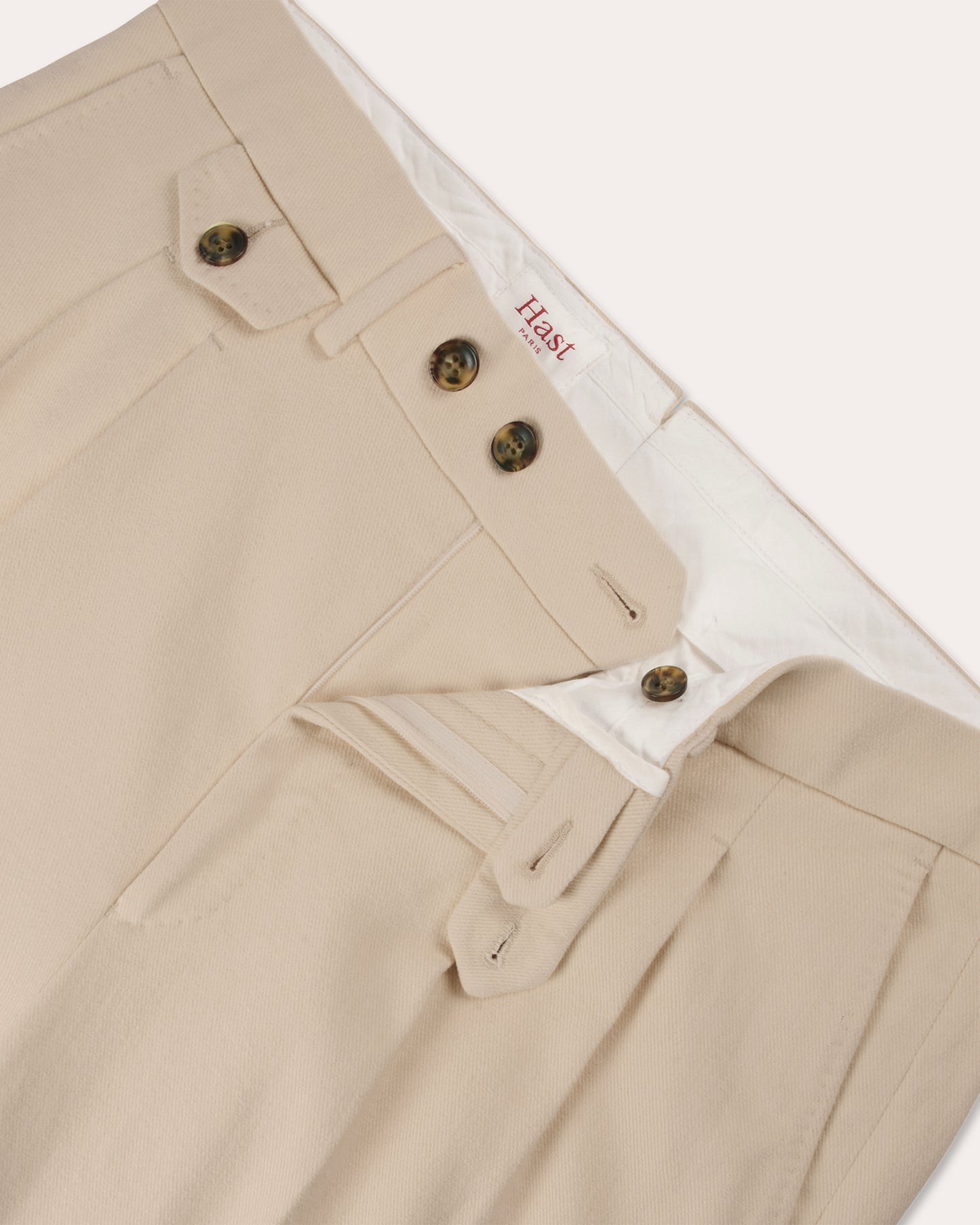 Pantalon à pinces en coton écru