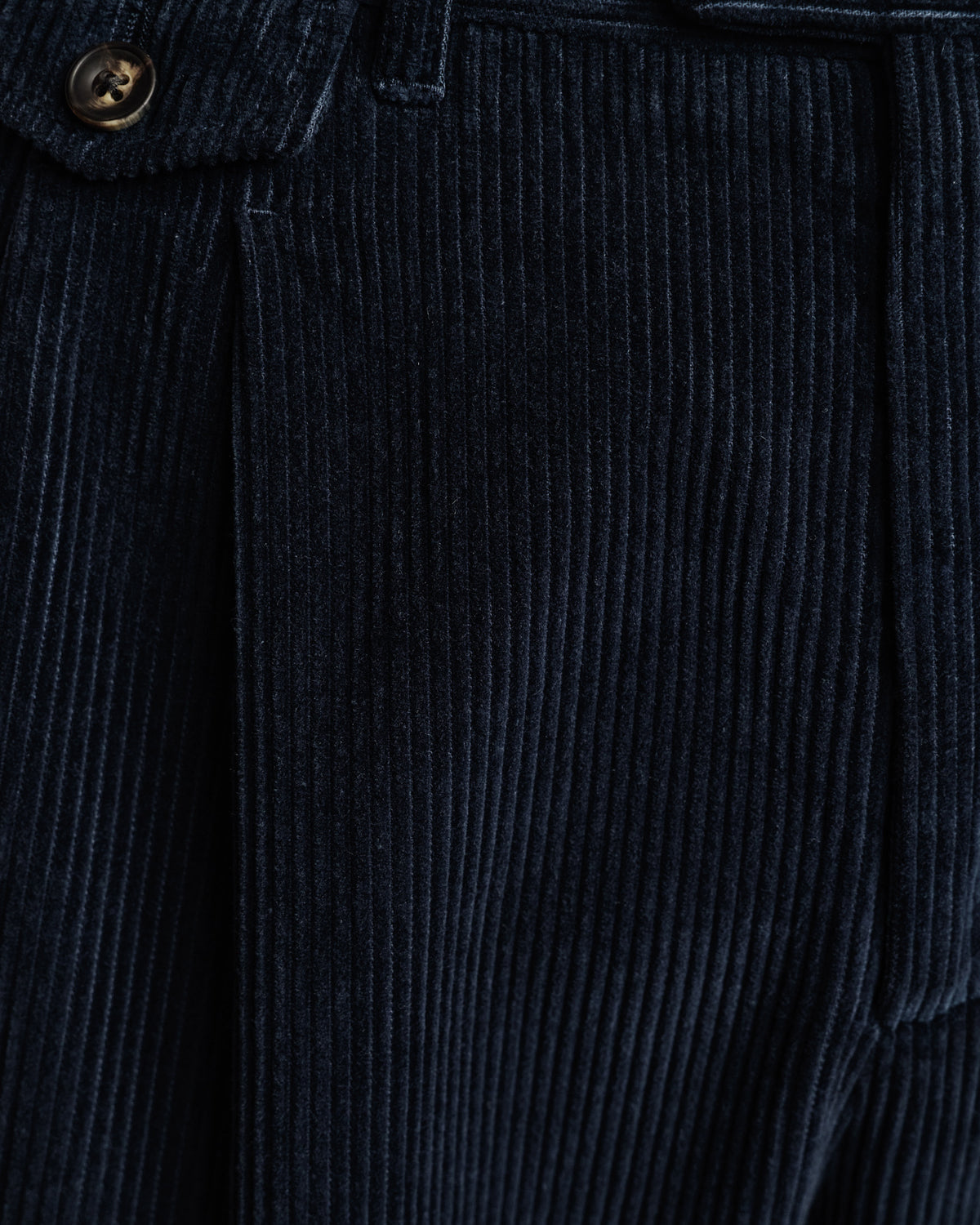Pantalon double plis en velours côtelé marine
