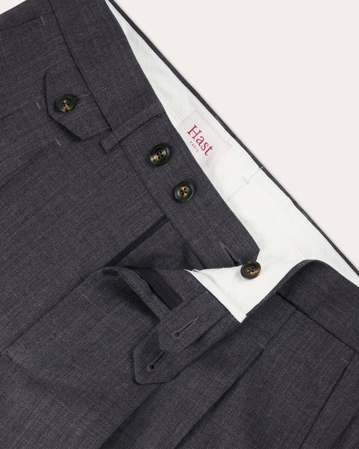 Pantalon à pinces en laine gris anthracite