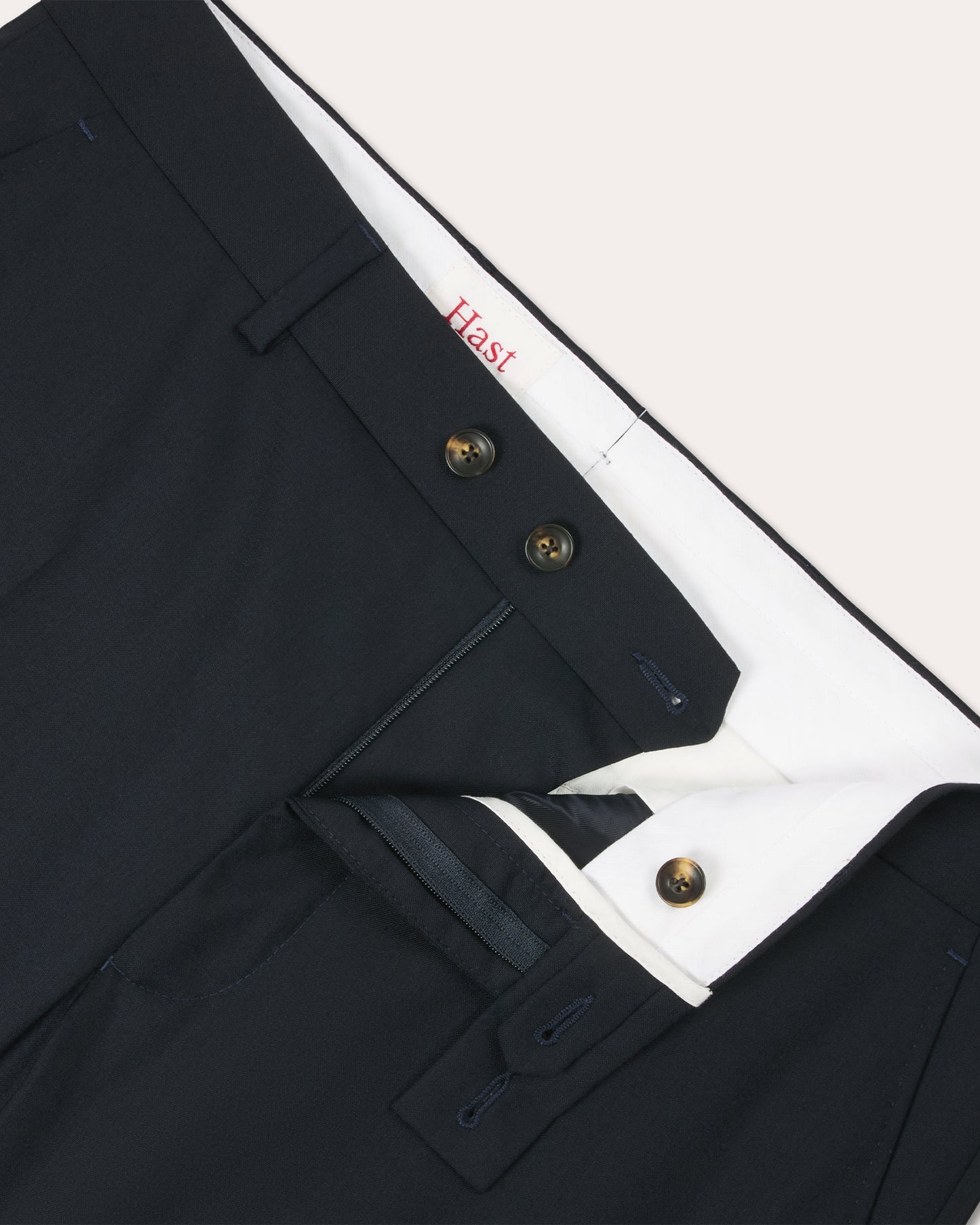 Pantalon droit en laine marine
