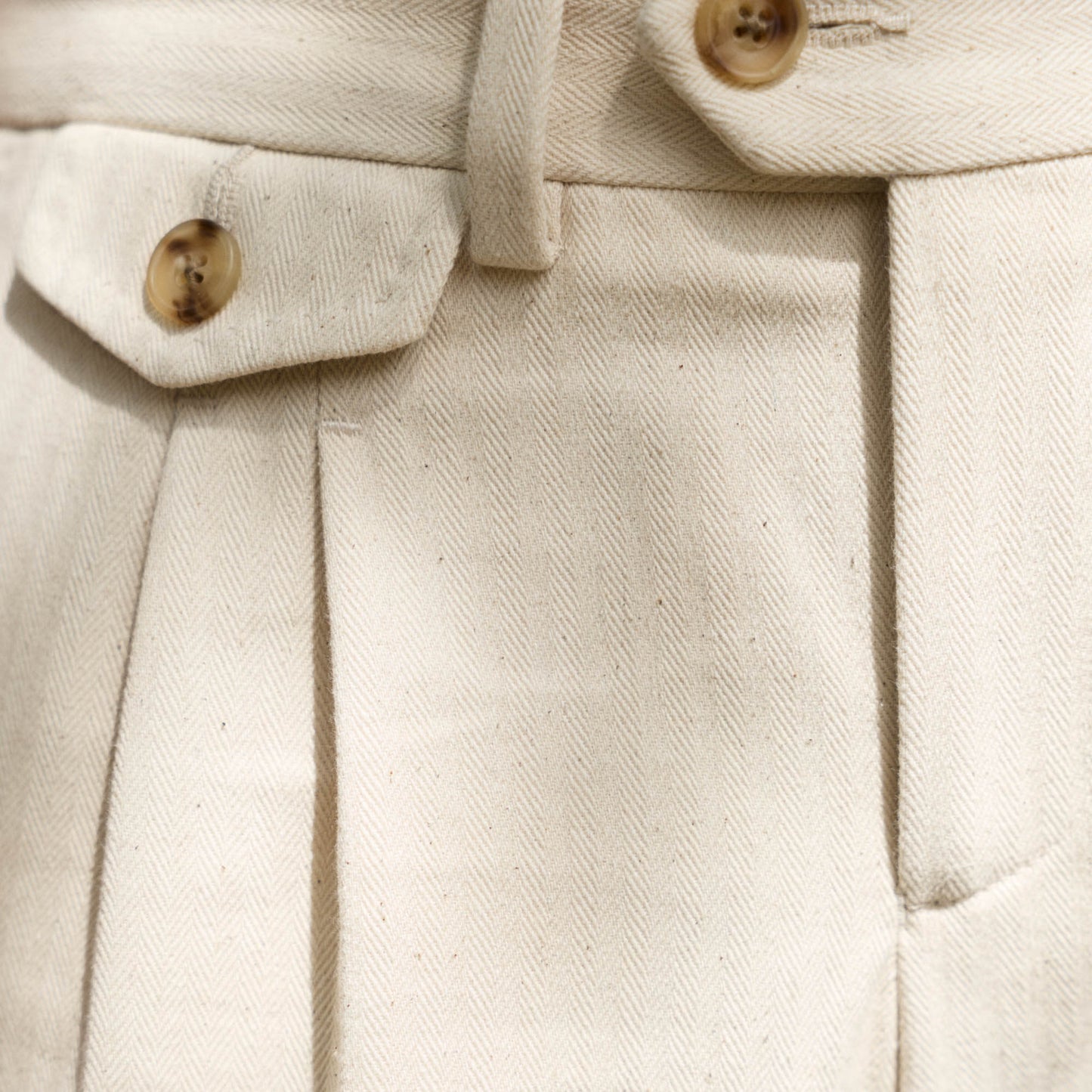 Kids double pleated off-white cotton trousers