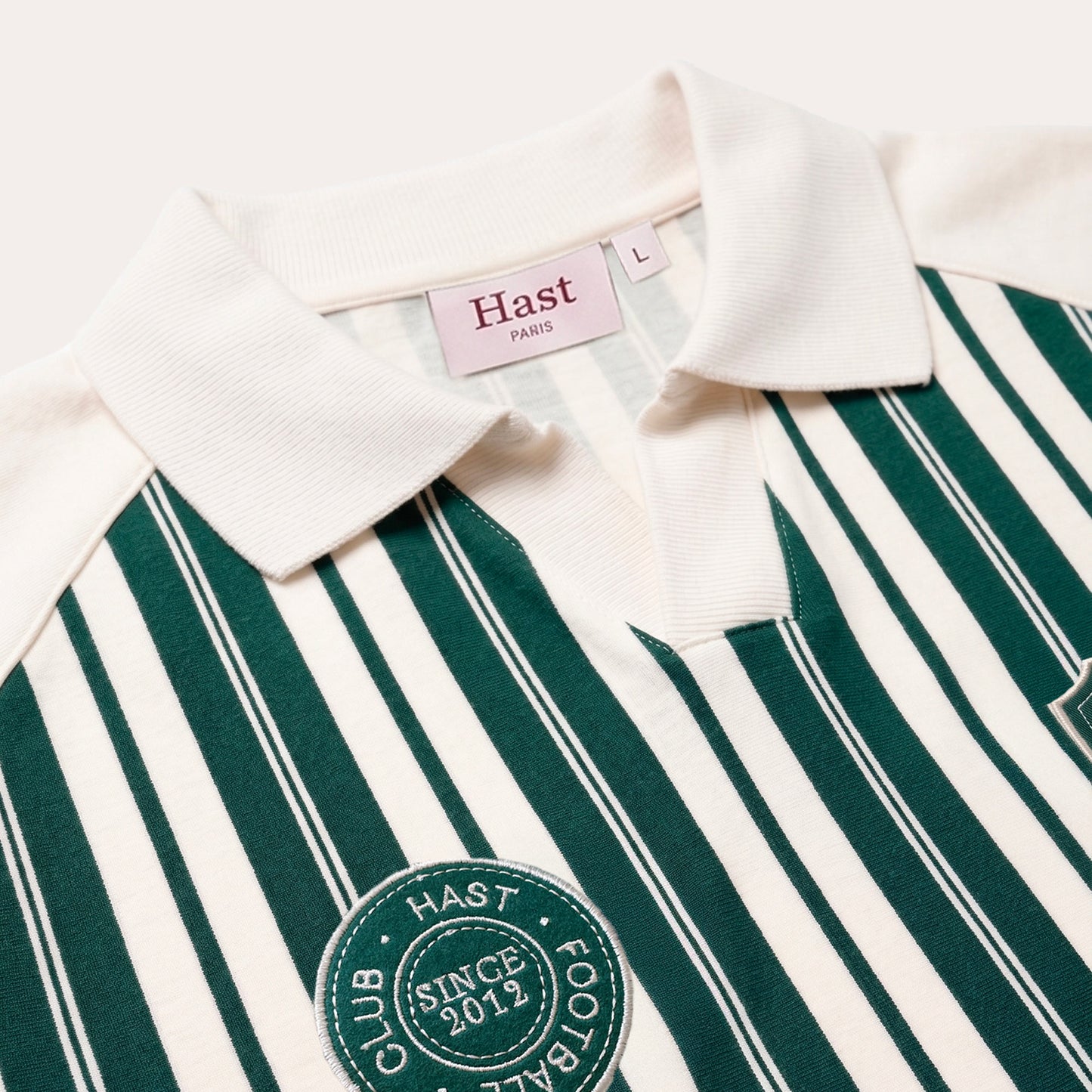 White Football Jersey with green stripes