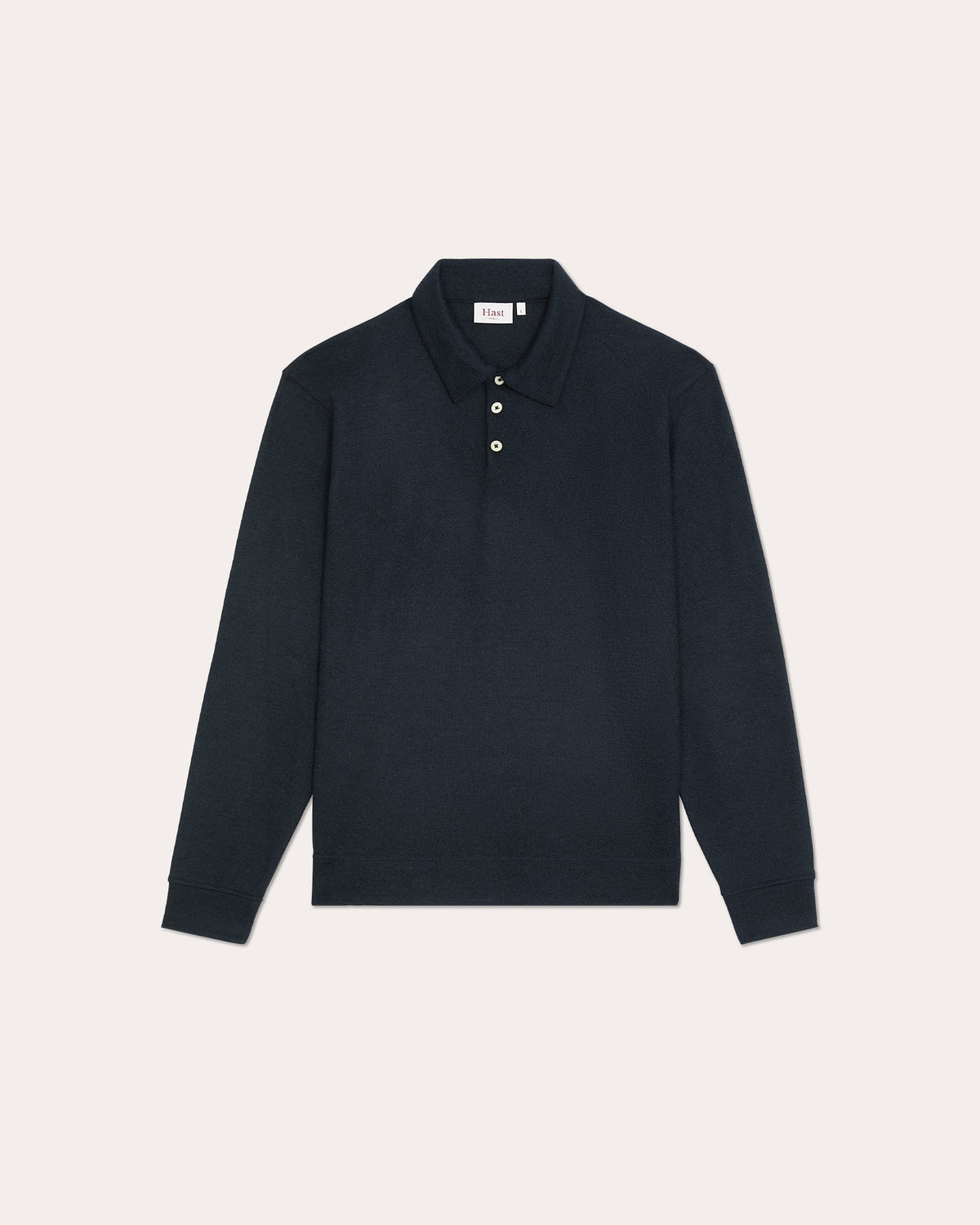 Polo manches longues en laine marine