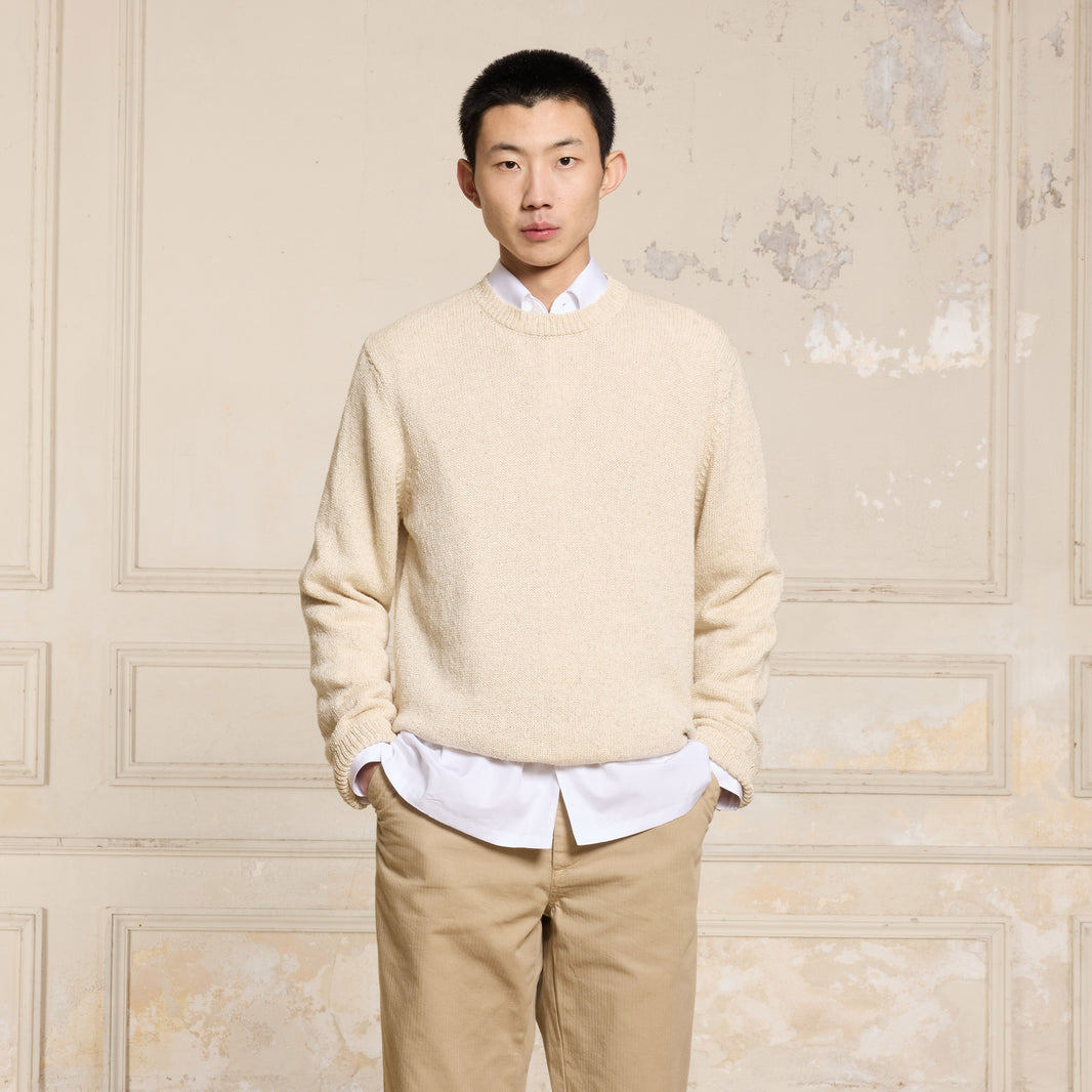 Ecru cotton and linen sweater