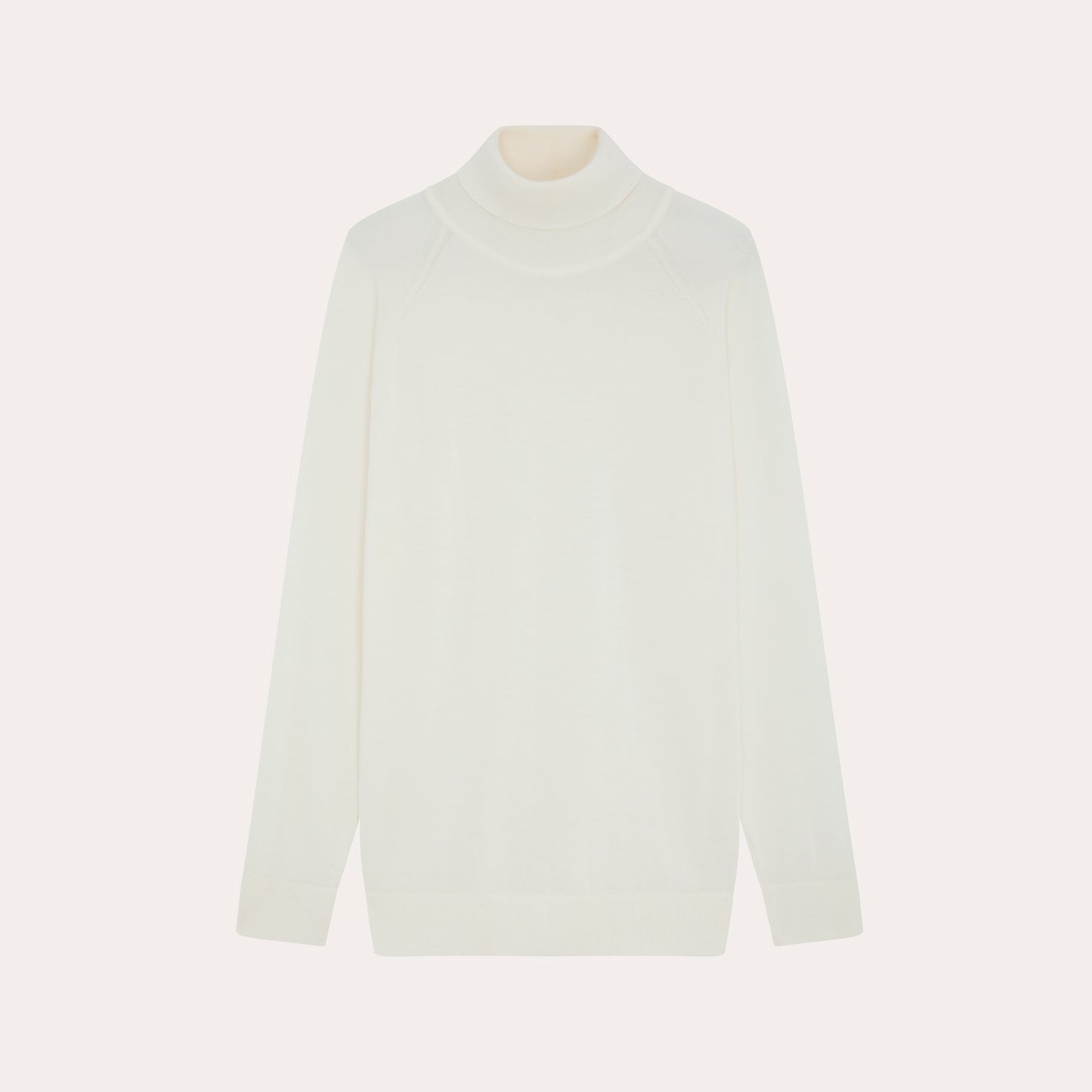 Pull à col roulé en laine mérinos écru