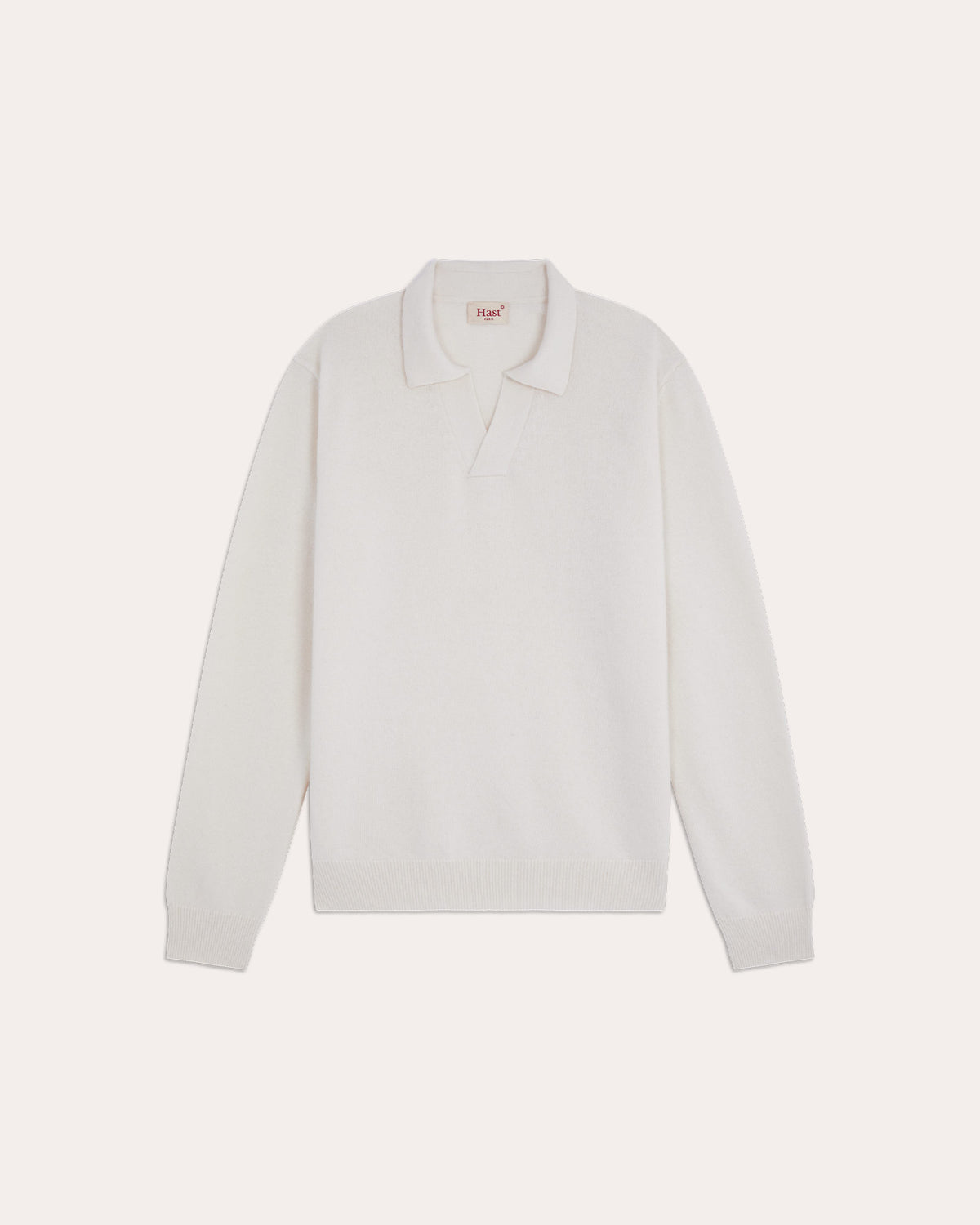 Ecru merino wool jumper with polo shirt collar