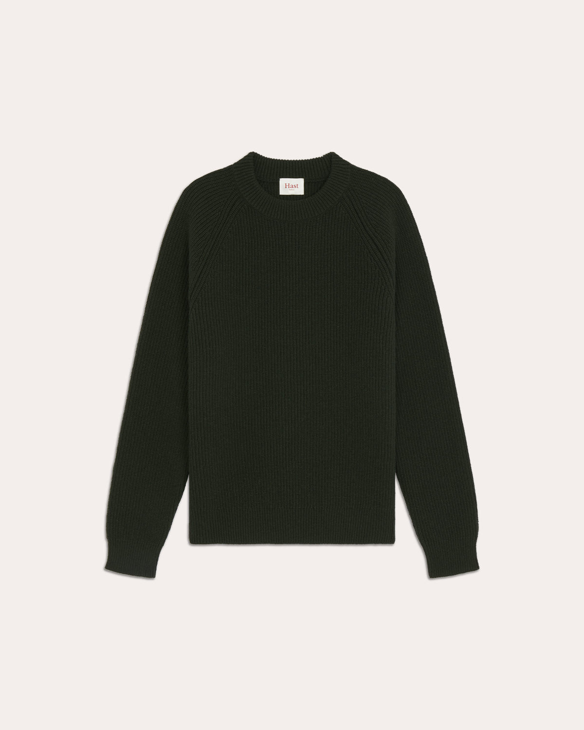 Pull col rond en laine vierge mérinos extrafine kaki
