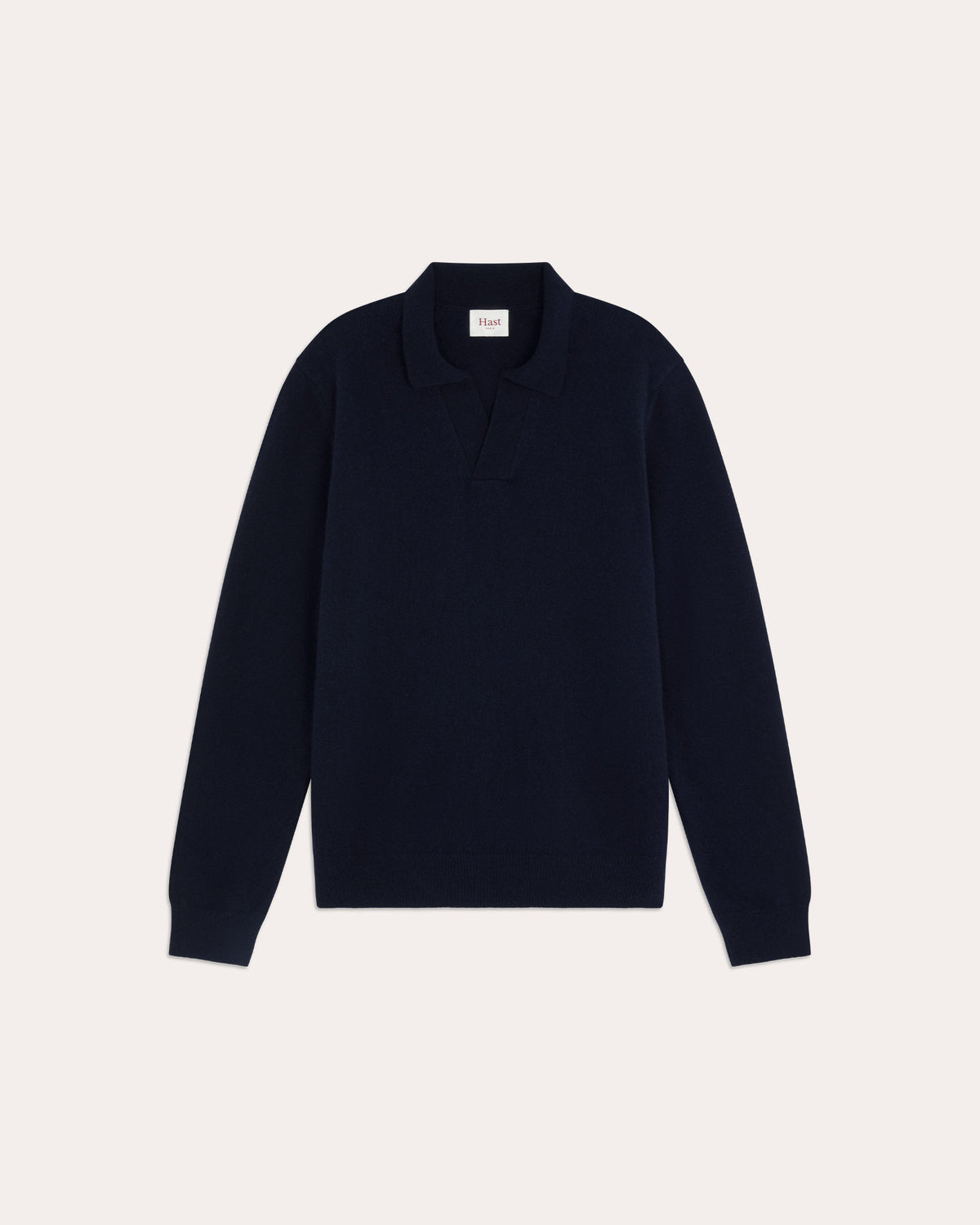 Polo shirt collar jumper in navy extrafine merino wool