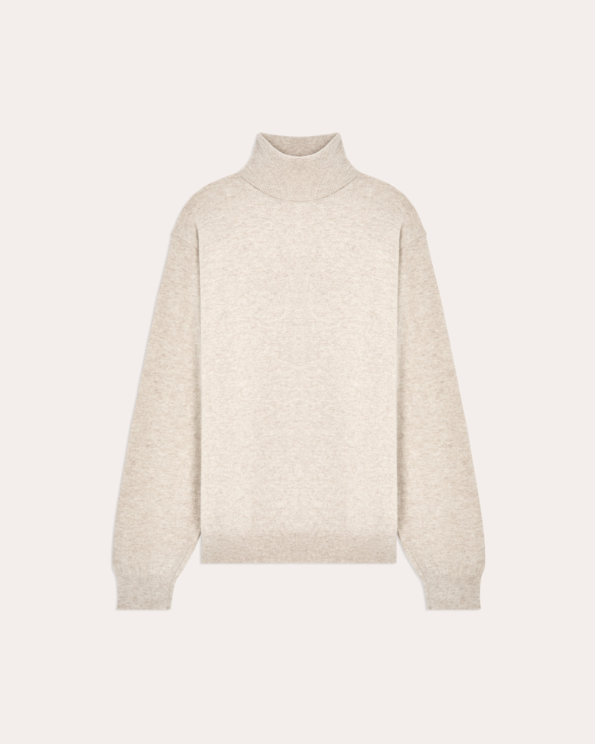 Beiger Rollkragenpullover aus extrafeiner Wolle