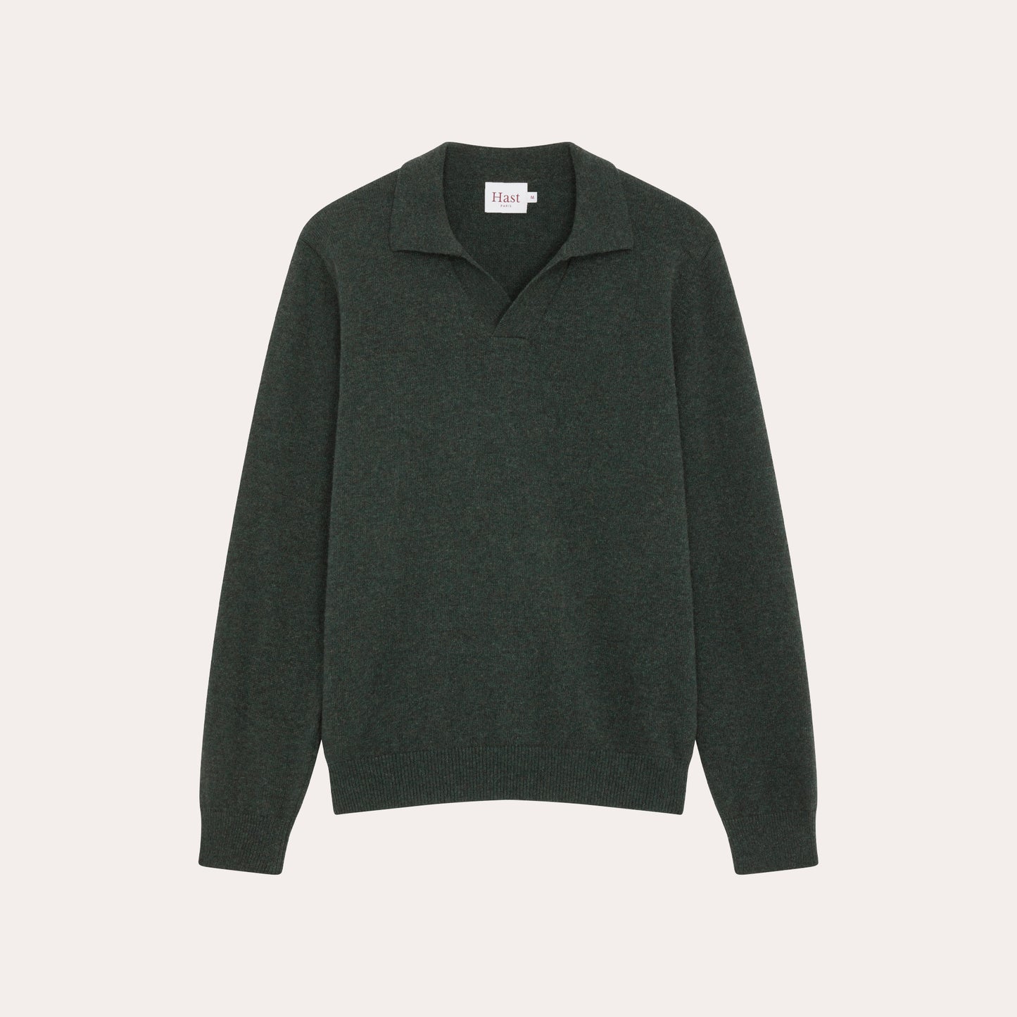 Pull à col polo en laine mérinos vert
