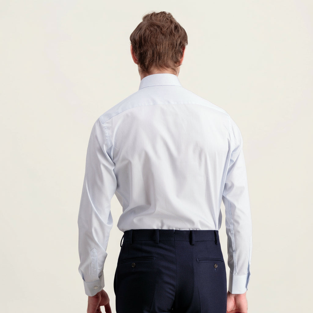 Chemise en twill à rayures bleues