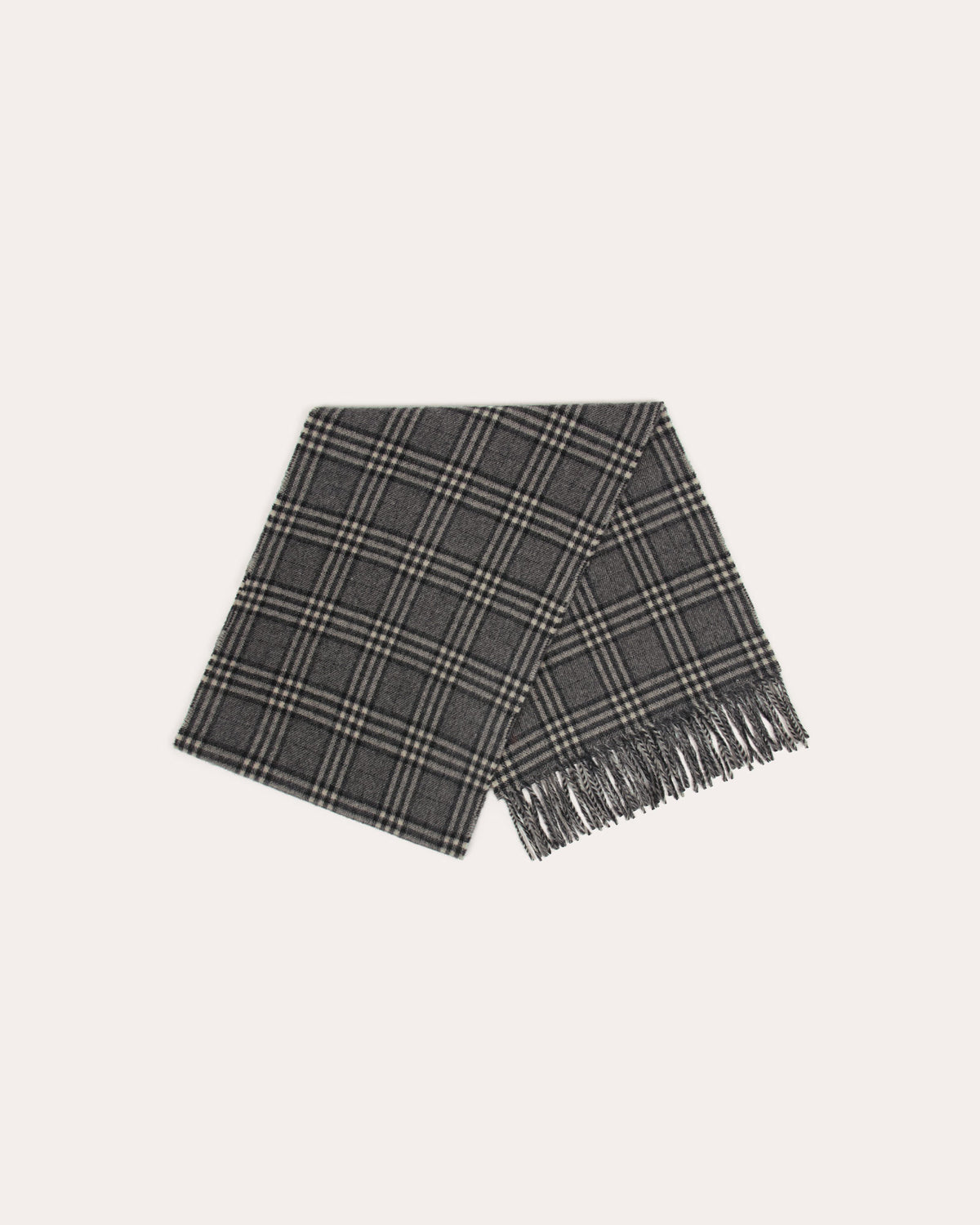 Grey checked virgin wool scarf