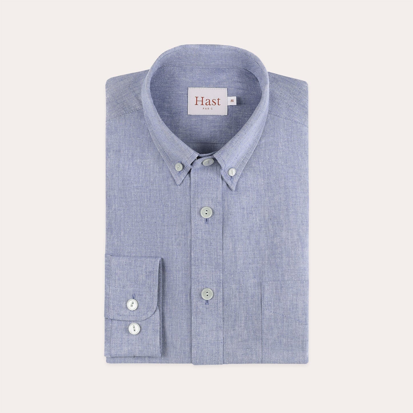 Chemise en coton et lin bleue