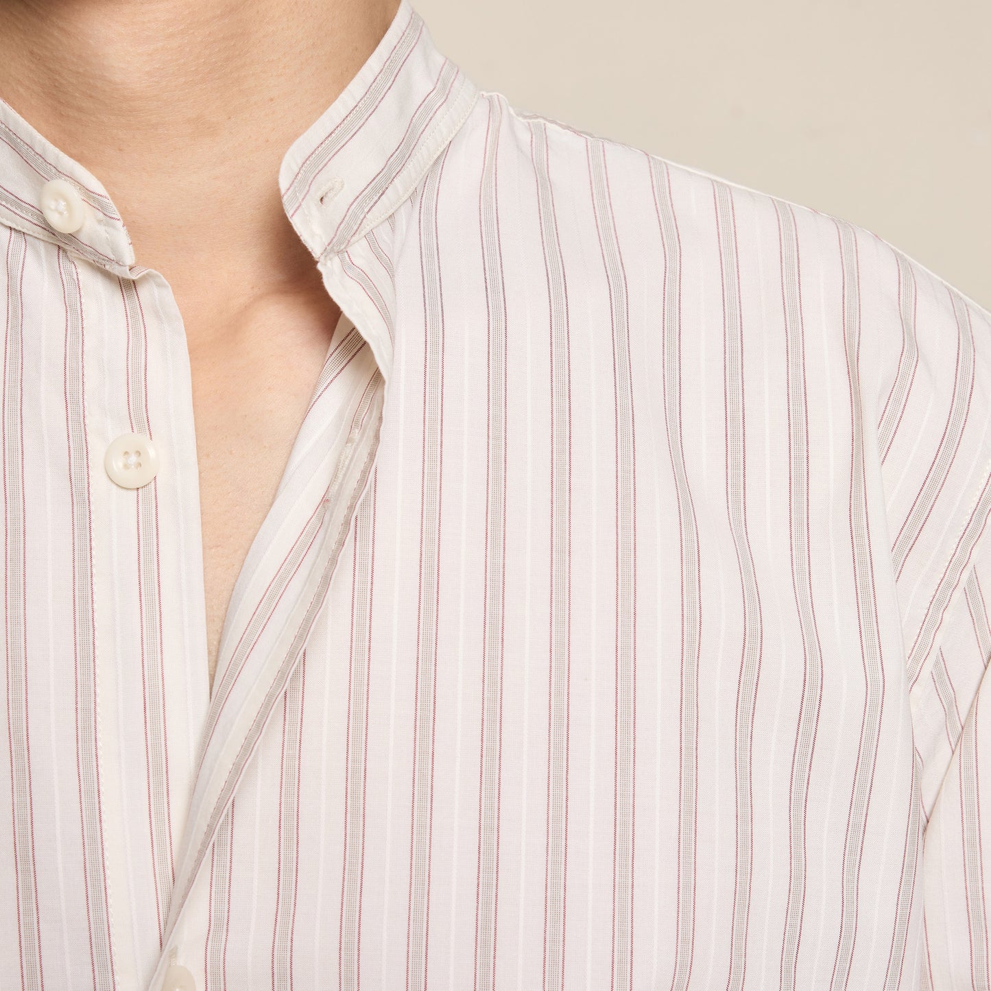 Ecru striped Giza cotton shirt
