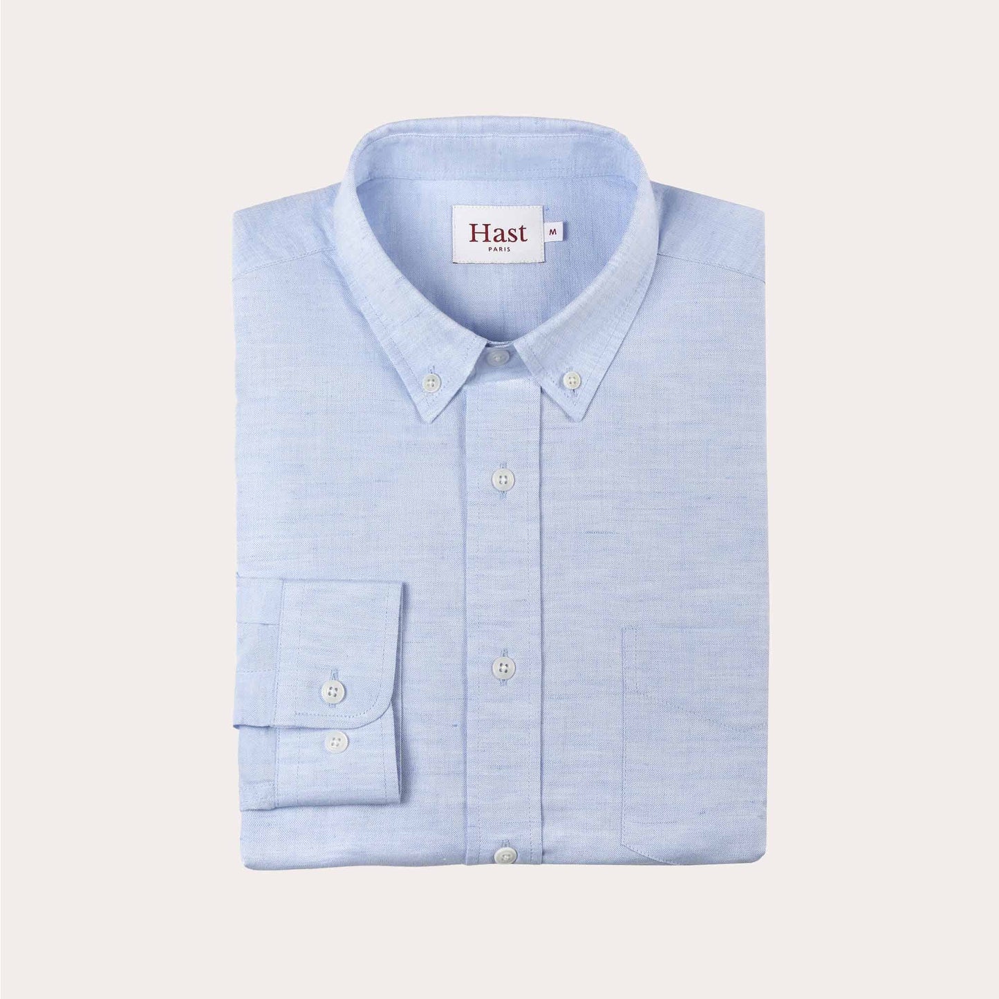 Chemise en coton et lin bleu ciel