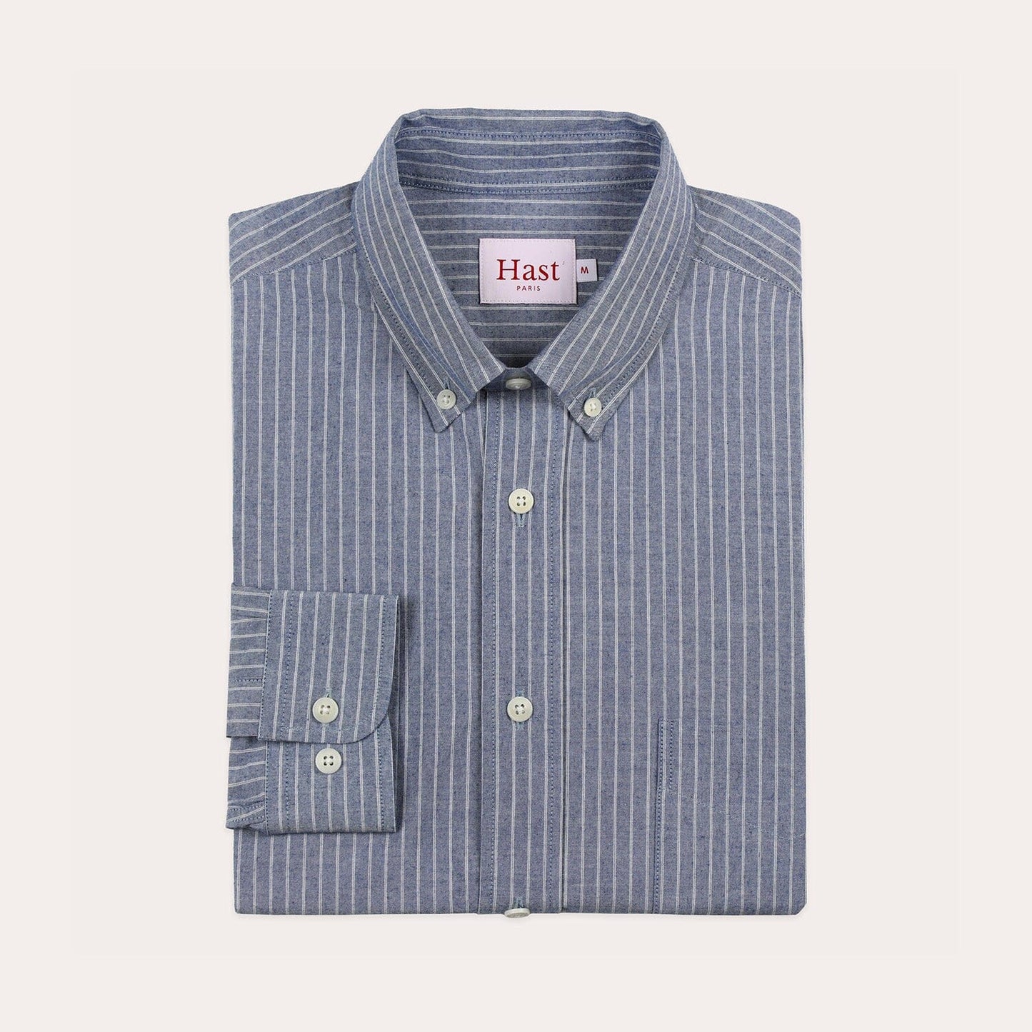 Chemise en coton bleue à rayures