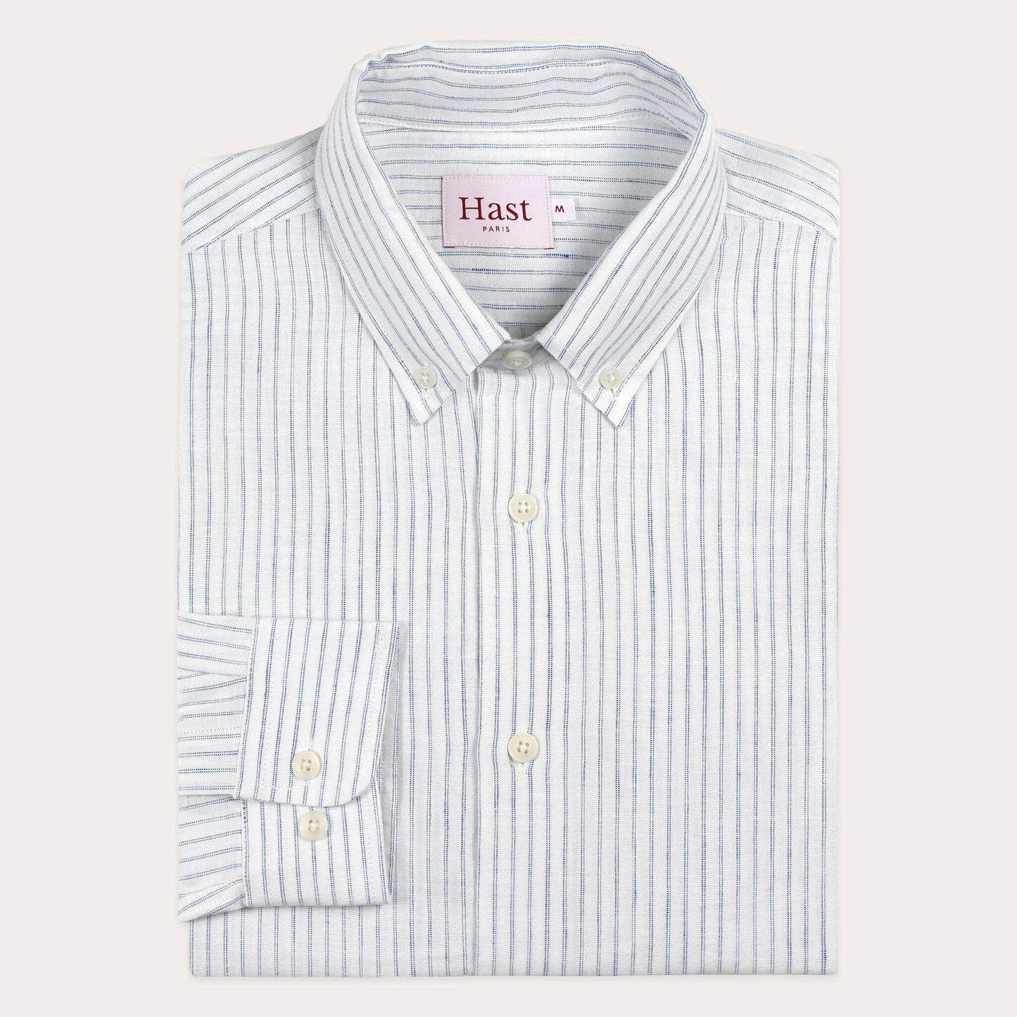 Chemise en coton et lin à rayures bleues