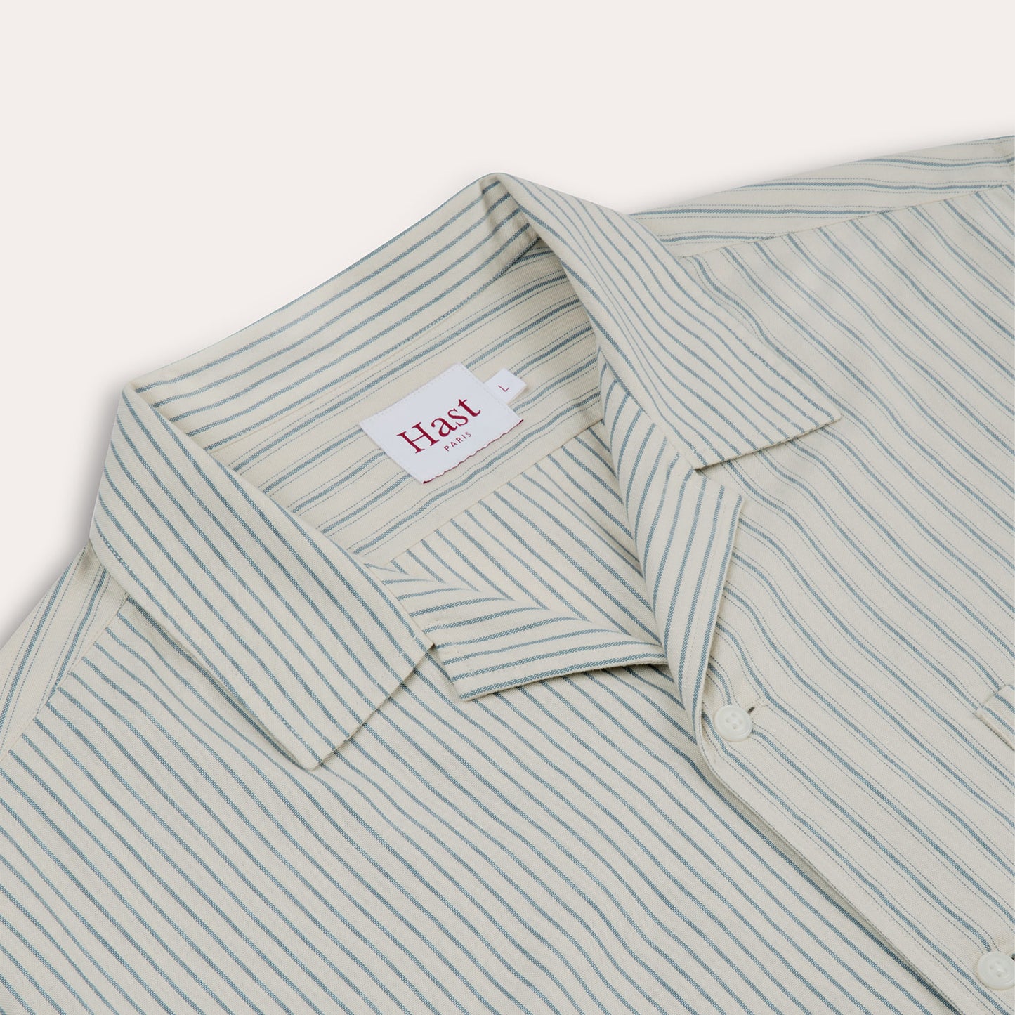 Blue striped white short-sleeved cotton shirt