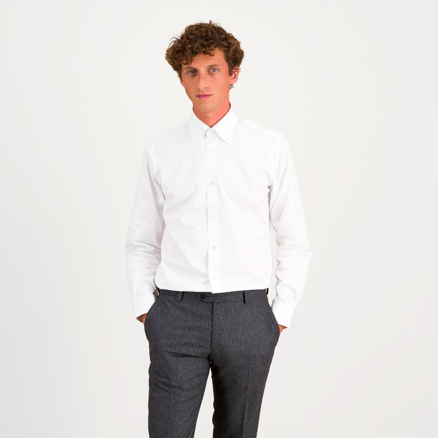 Double twisted fitted shirt in white poplin