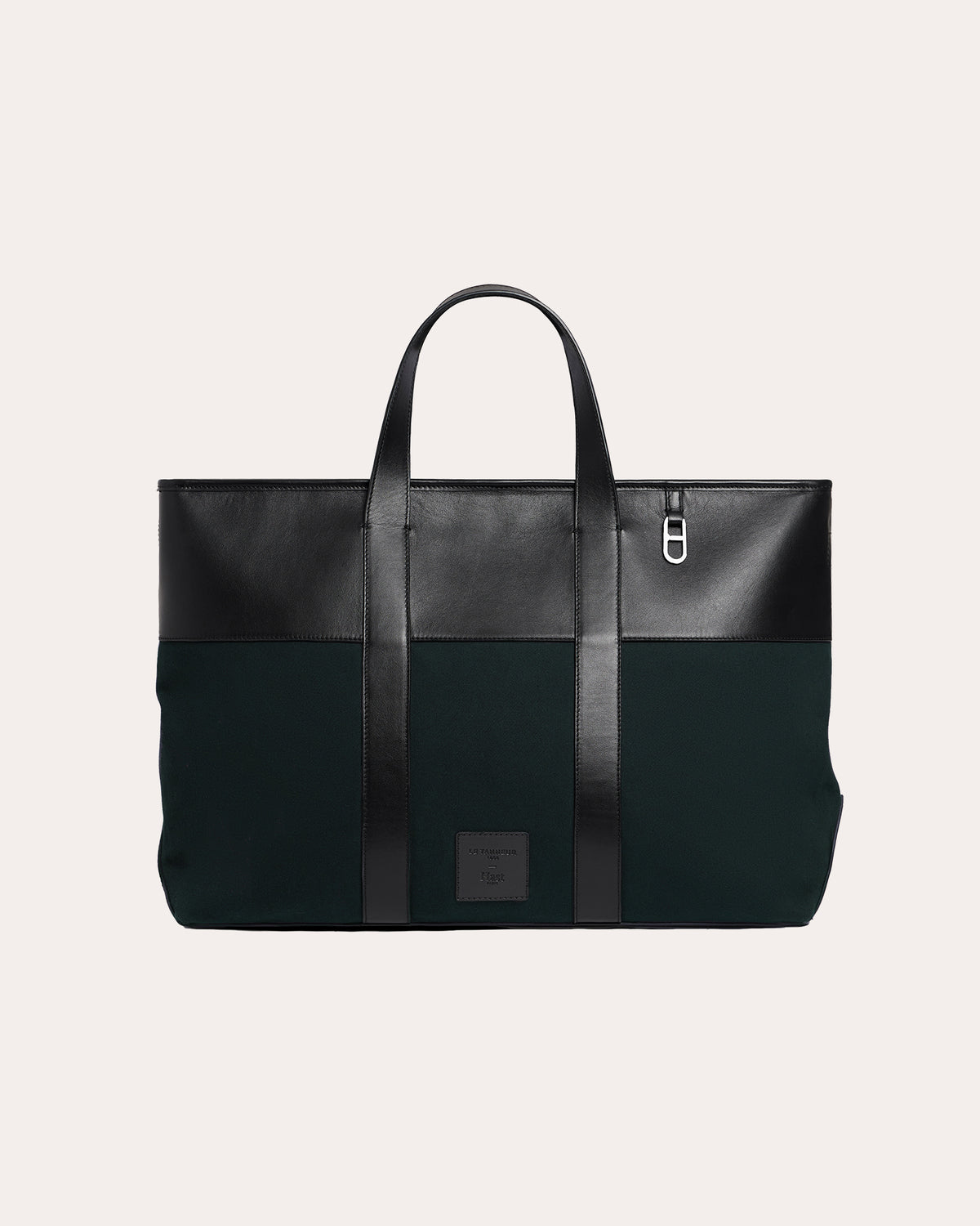 24-hour tote bag in leather and cotton canvas