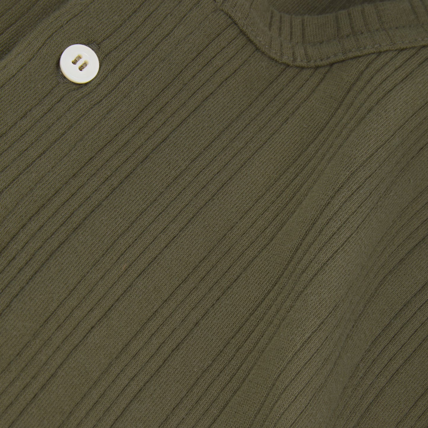 Olive Green Cotton Henley T-shirt